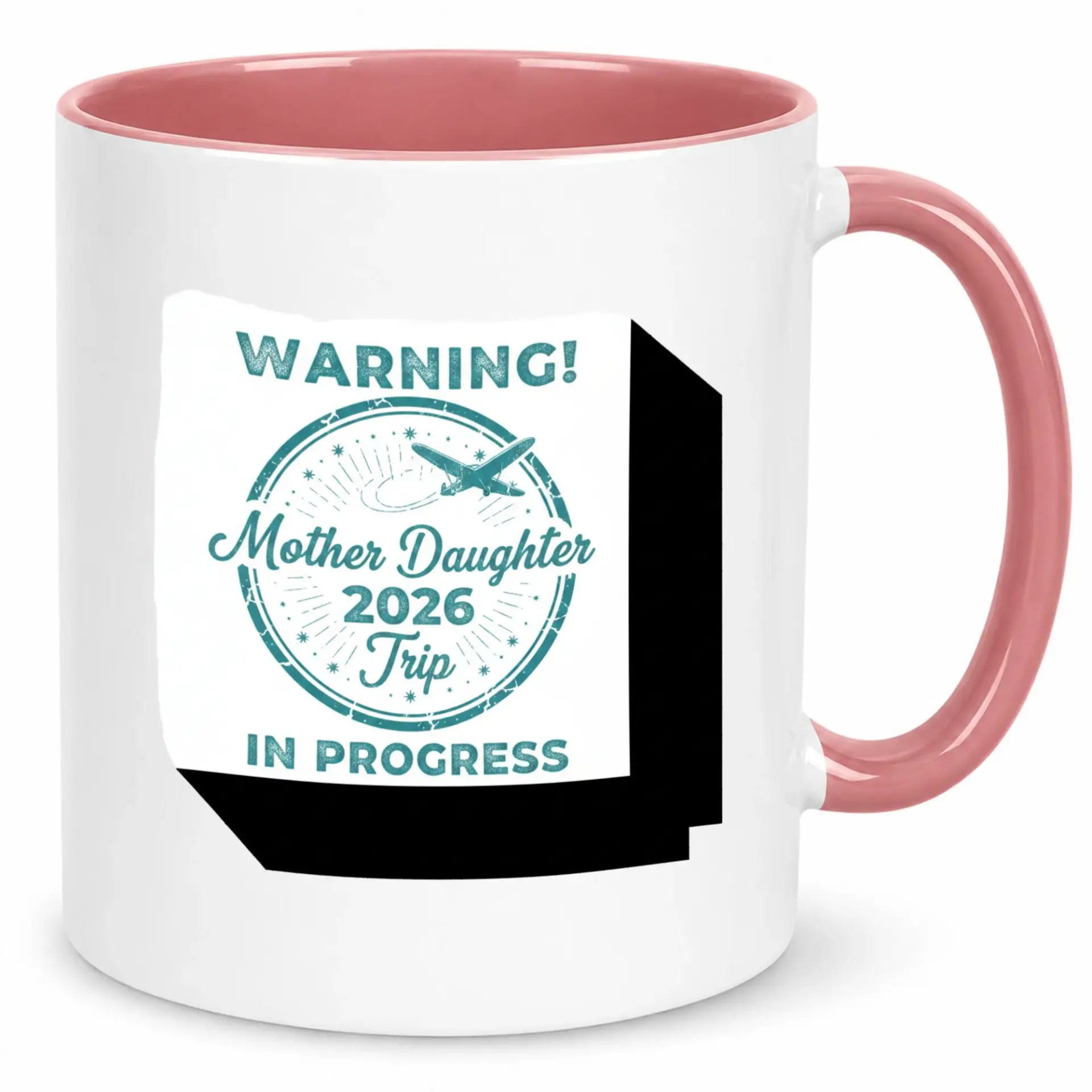 Funny Mother Daughter 2026 Warning in Progress Ceramic Coffee Mug with Airplane Travel Design for Women Family Friends