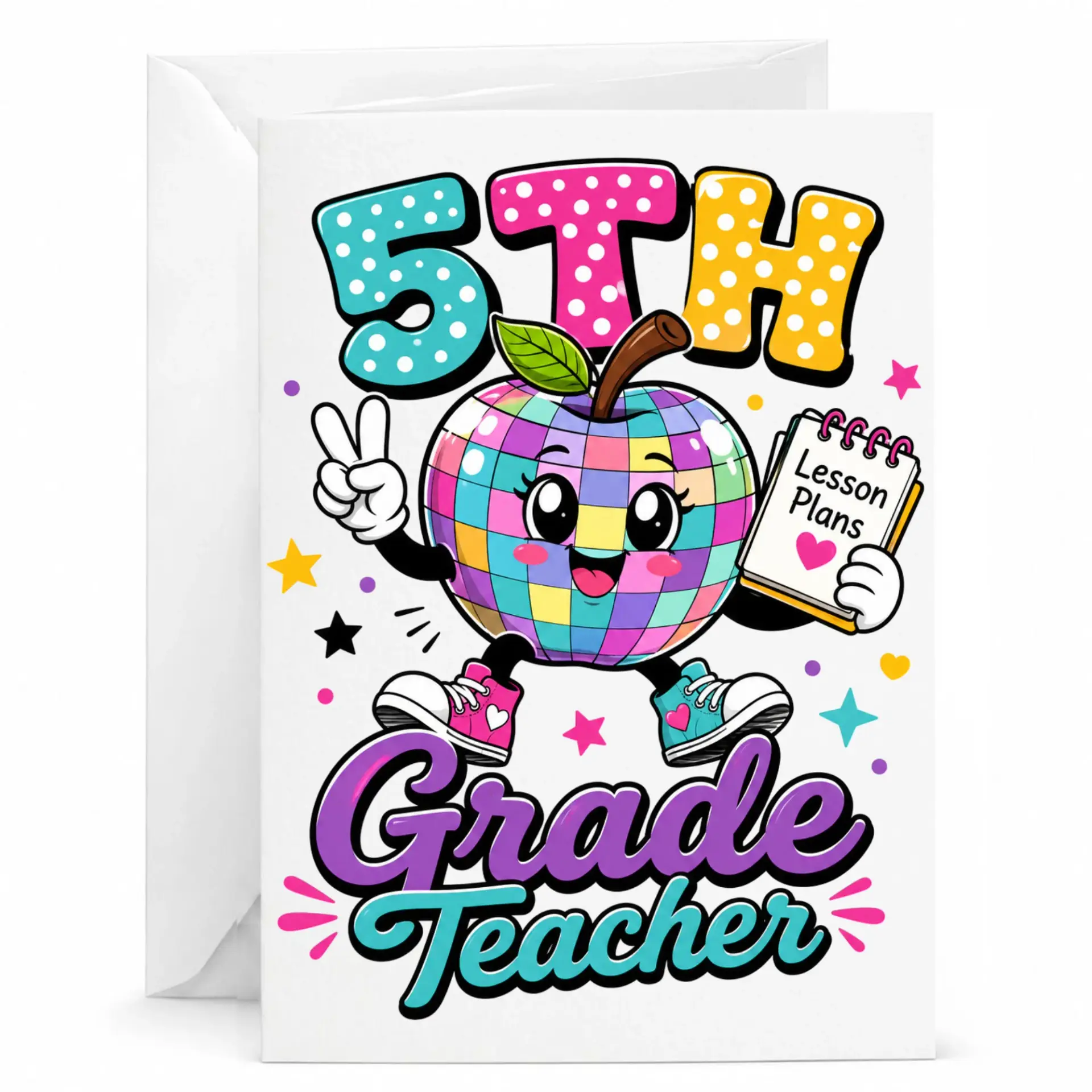 Funny 5th Teacher Greeting Card with Envelope for Appreciation and End of Year