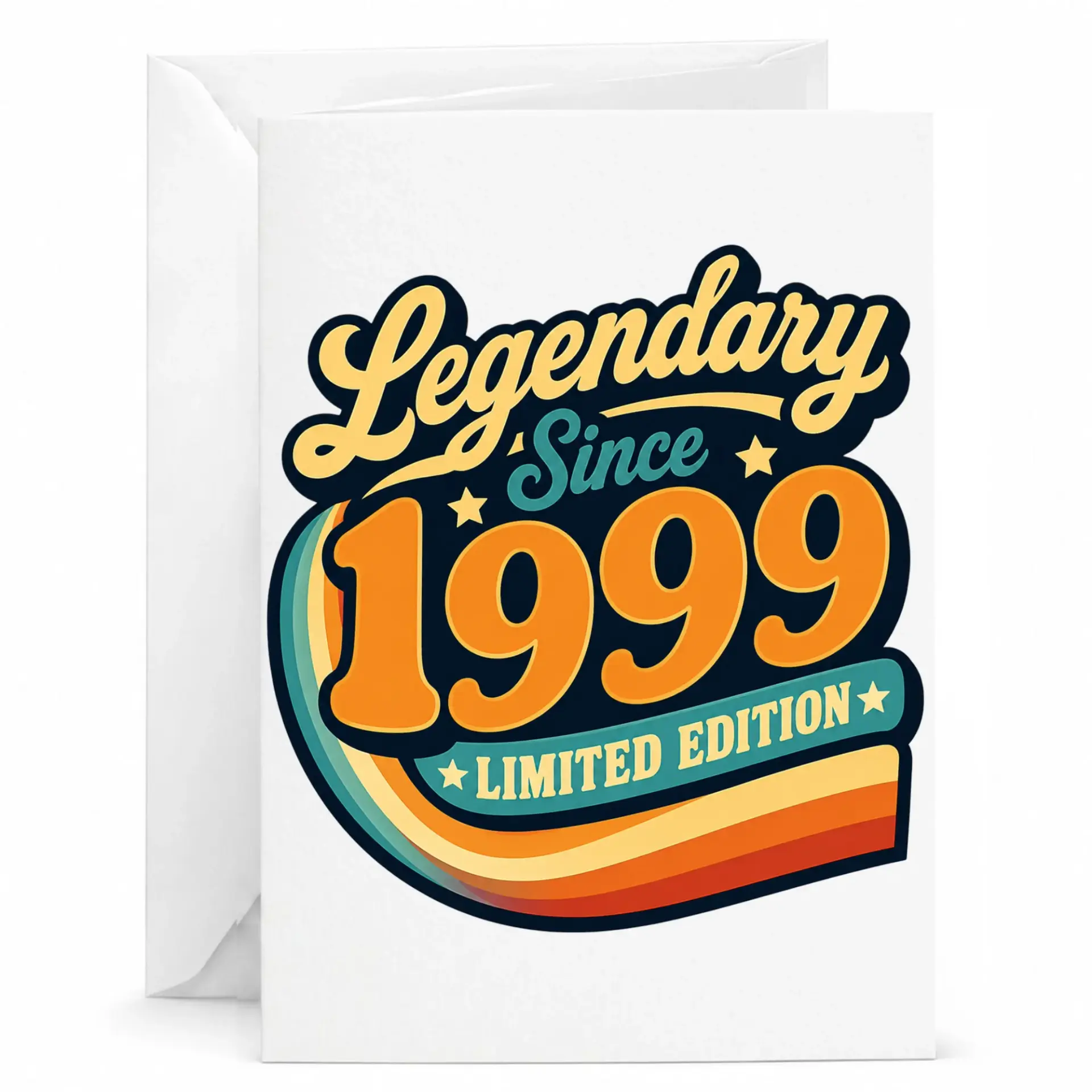 Birthday Greeting Card Legendary Since 1999 Limited Edition Retro Vintage Style Printed Note Card for Celebrations
