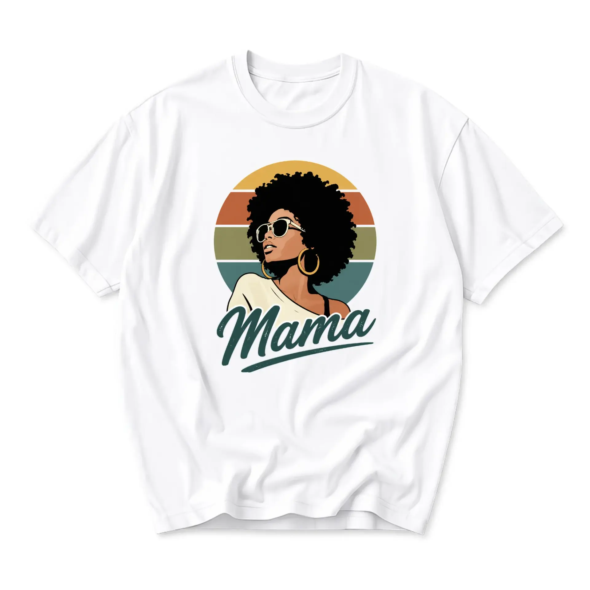 Graphic Tee Unisex Mama Afro Silhouette Retro Sunset Vintage Inspired