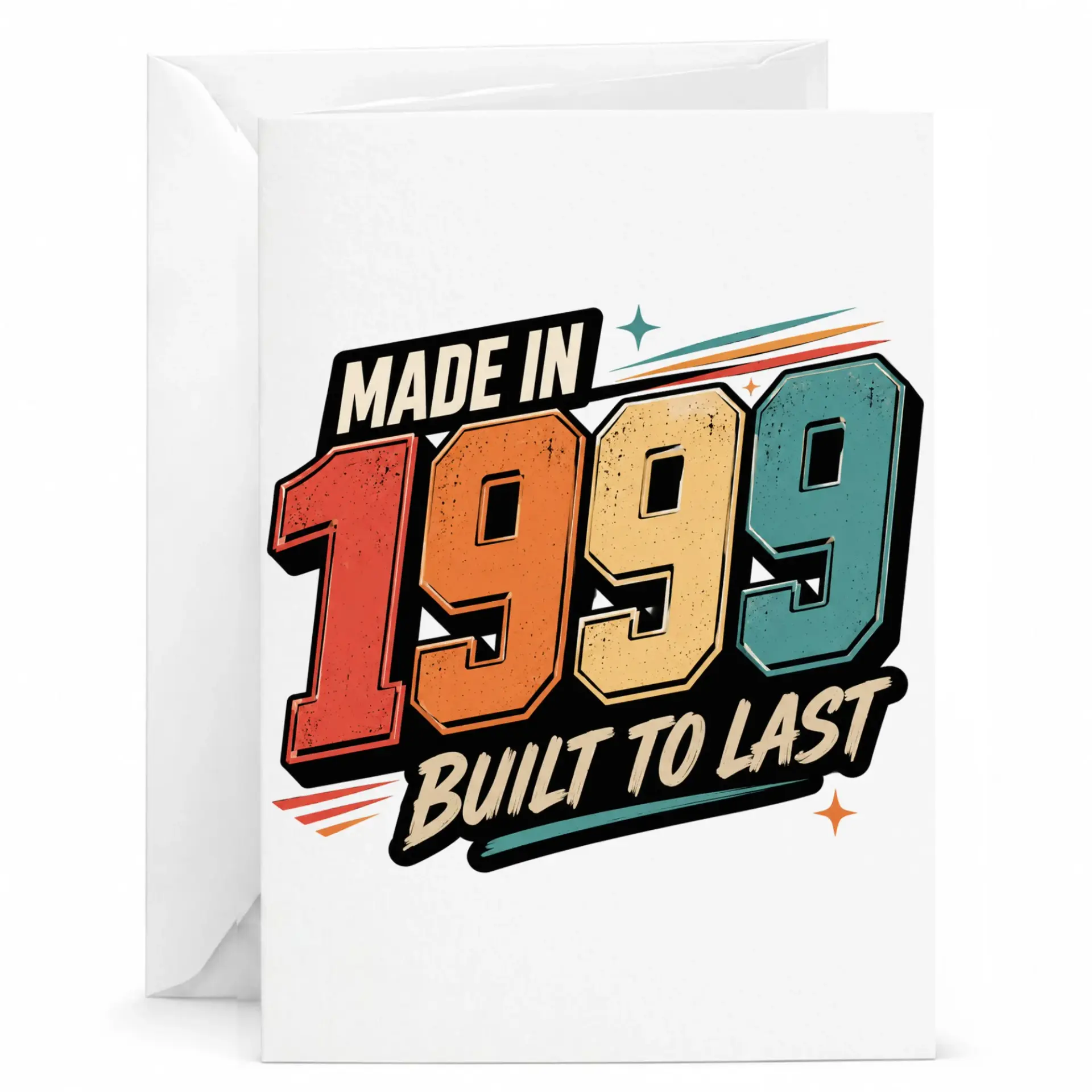 Birthday Card Vintage Made in 1999 Built to Last Funny Retro Style Greeting Card for Milestone Celebration