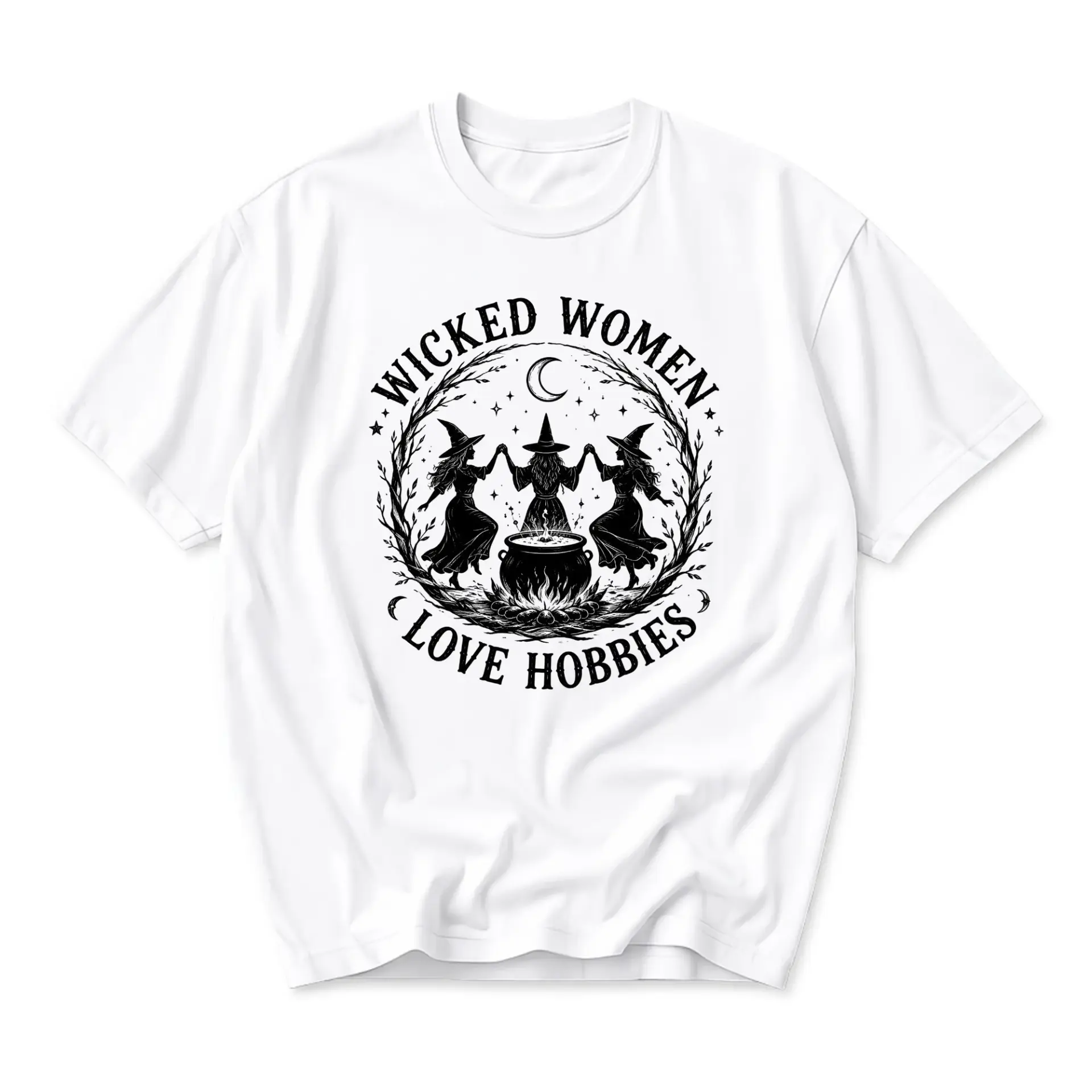 Graphic Tee Wicked Women Love Hobbies Witchcraft Theme Apparel Unisex Cotton Crew Neck Casual Short Sleeve Shirt