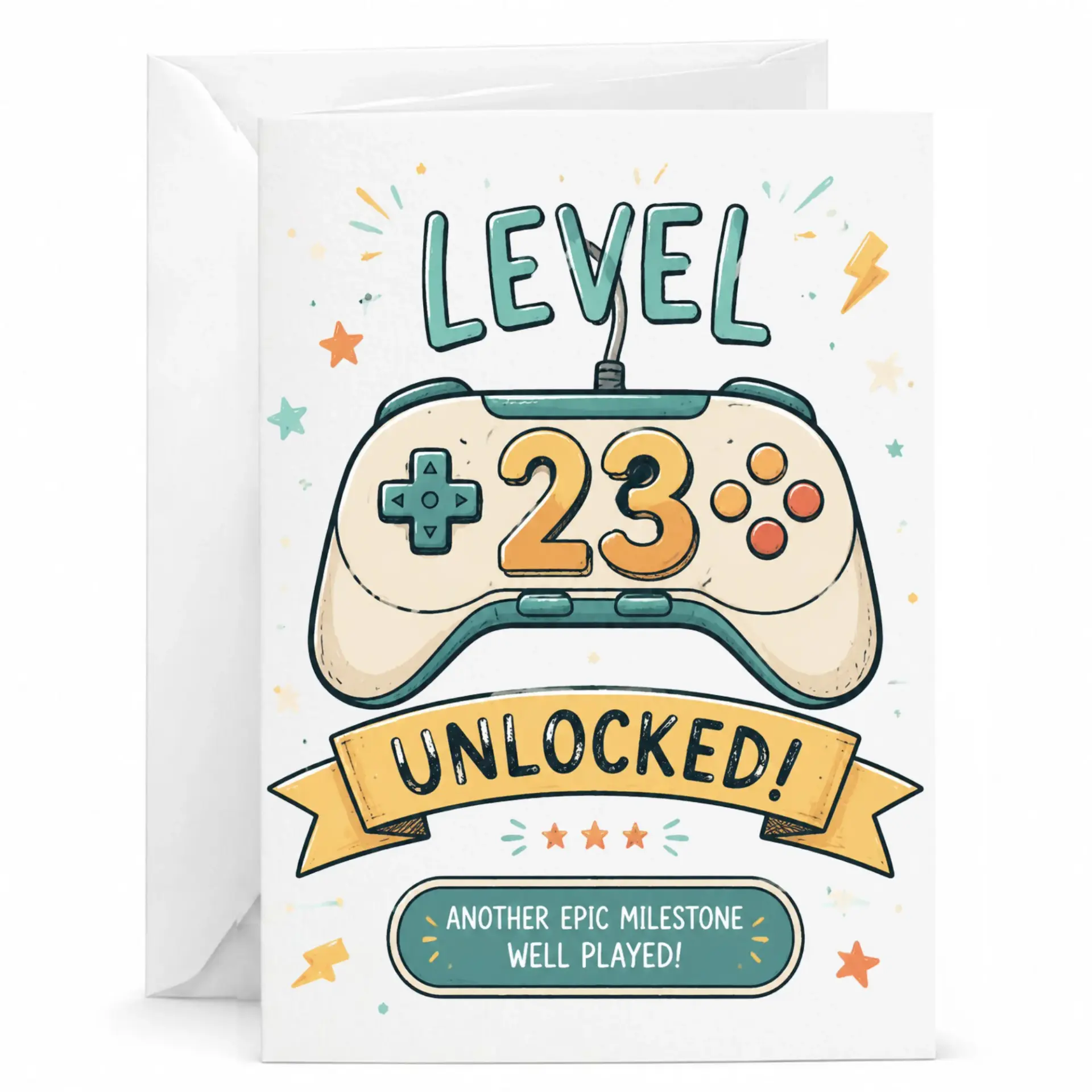 Birthday Card Level 23 Unlocked Gaming Theme Greeting Card for Epic Milestones Funny Video Game Inspired Milestone Card