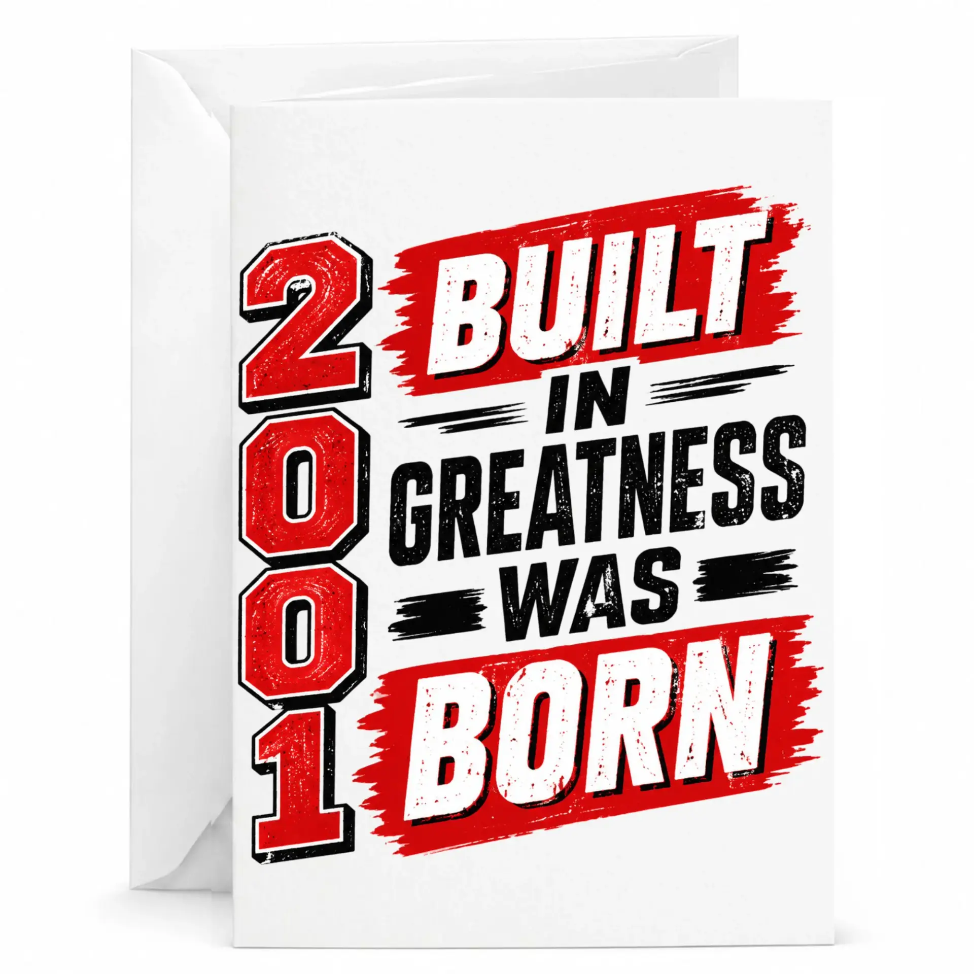 Birthday Card Built in 2001 Greatness Was Born Vintage Style Graphic Greeting Card for Milestone Year Celebration