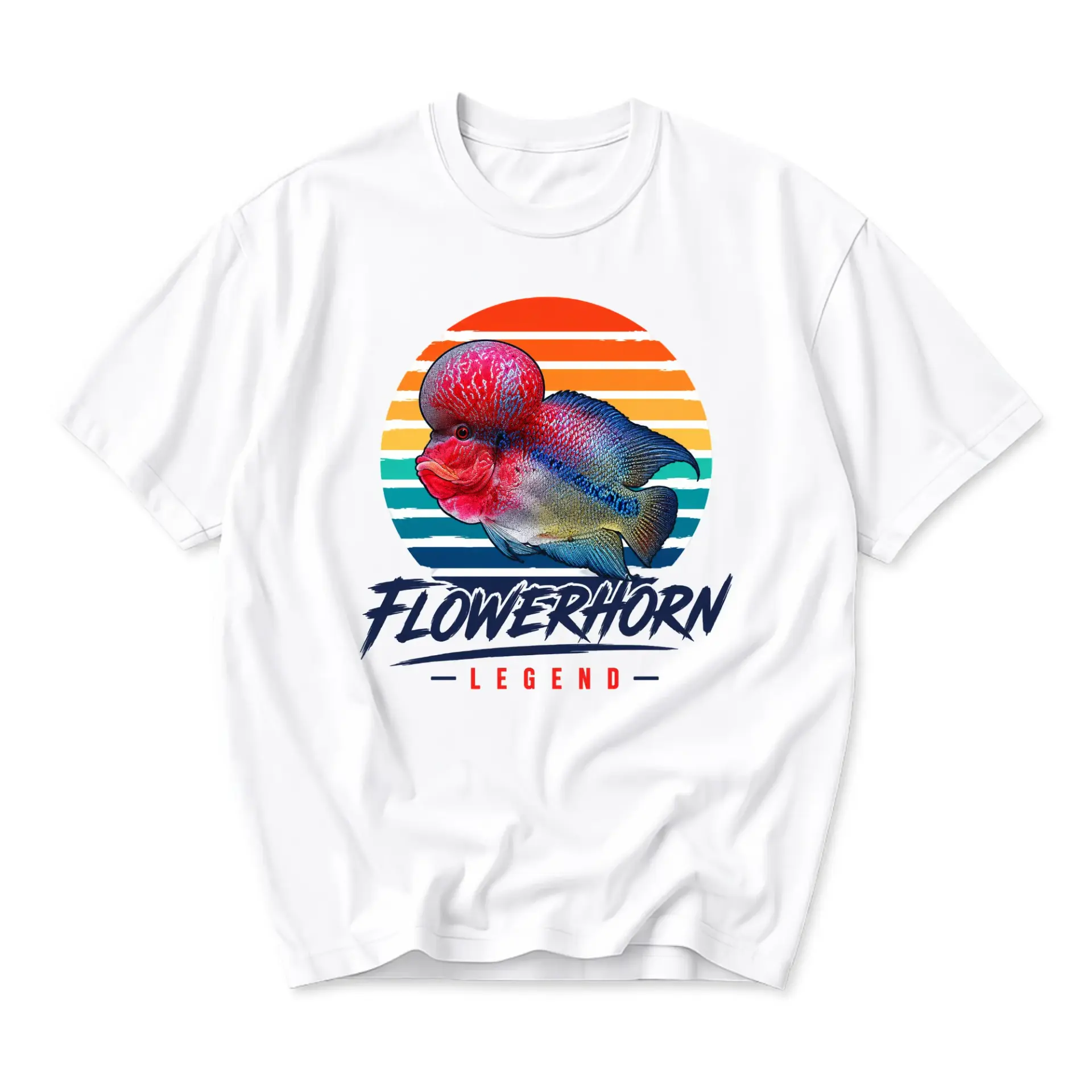 T-shirt Flowerhorn Legend Tropical Fish Lover Graphic Tee Casual Unisex Crew Neck Top for Aquarium Hobbyists