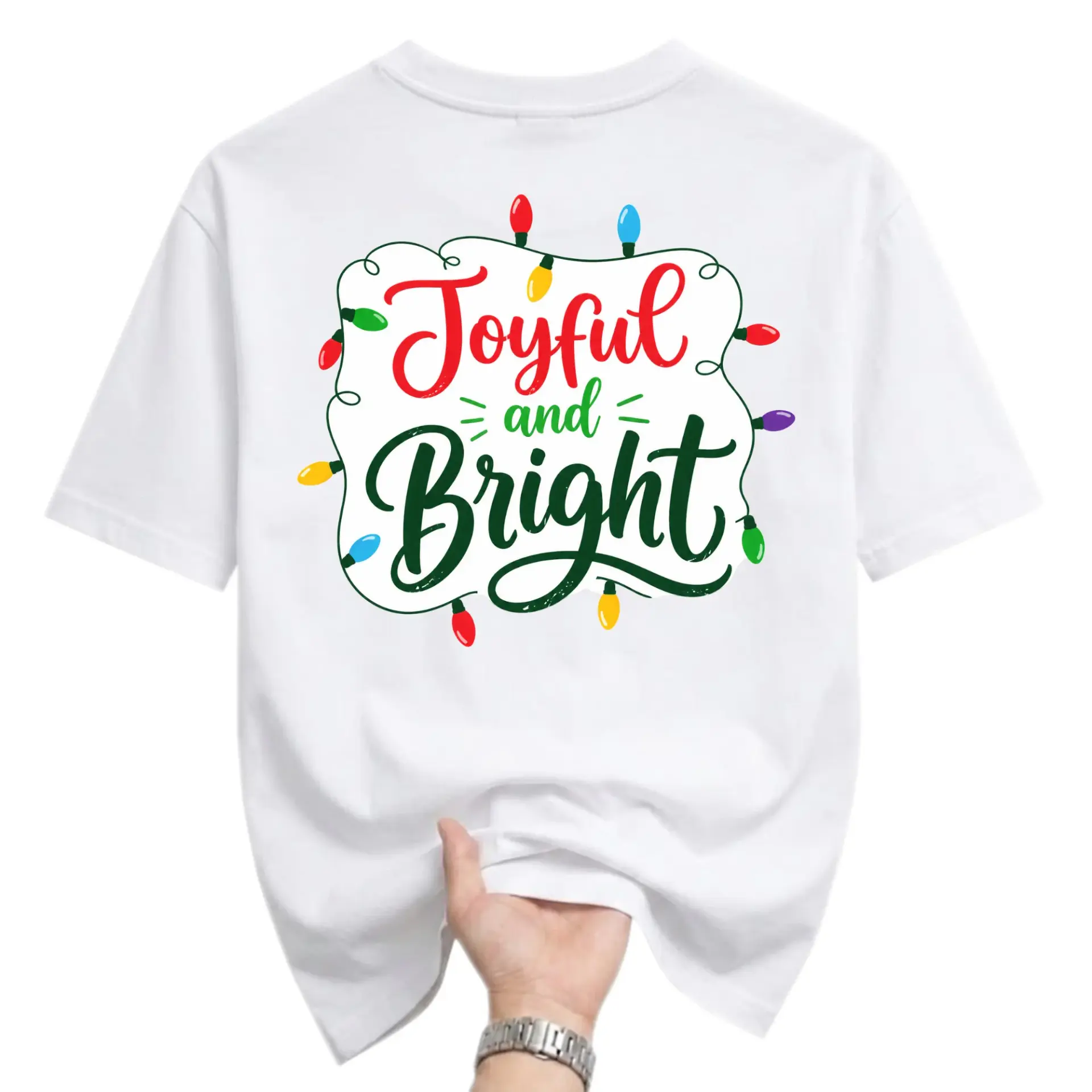 Graphic Tee Joyful and Bright Holiday Christmas Lights Design Unisex Short