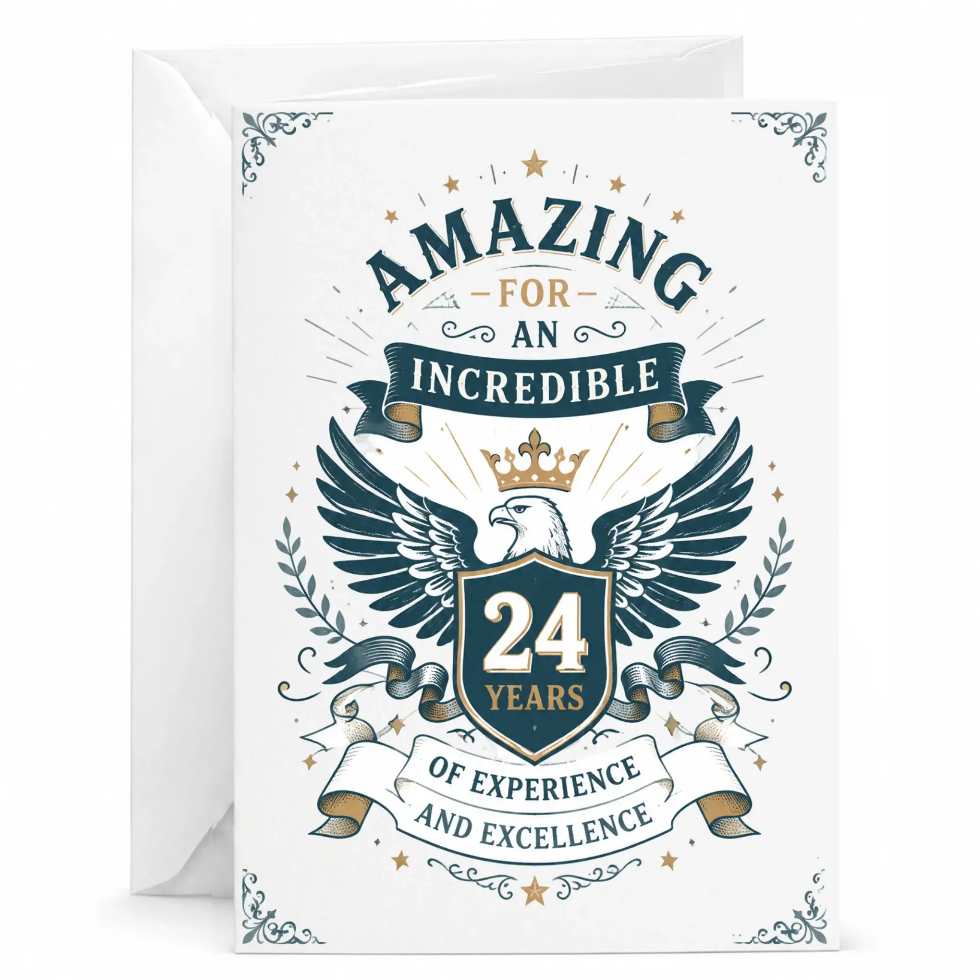 Birthday Card Amazing for an Incredible 24 Years of Experience and Excellence Greeting Card for Work Anniversary