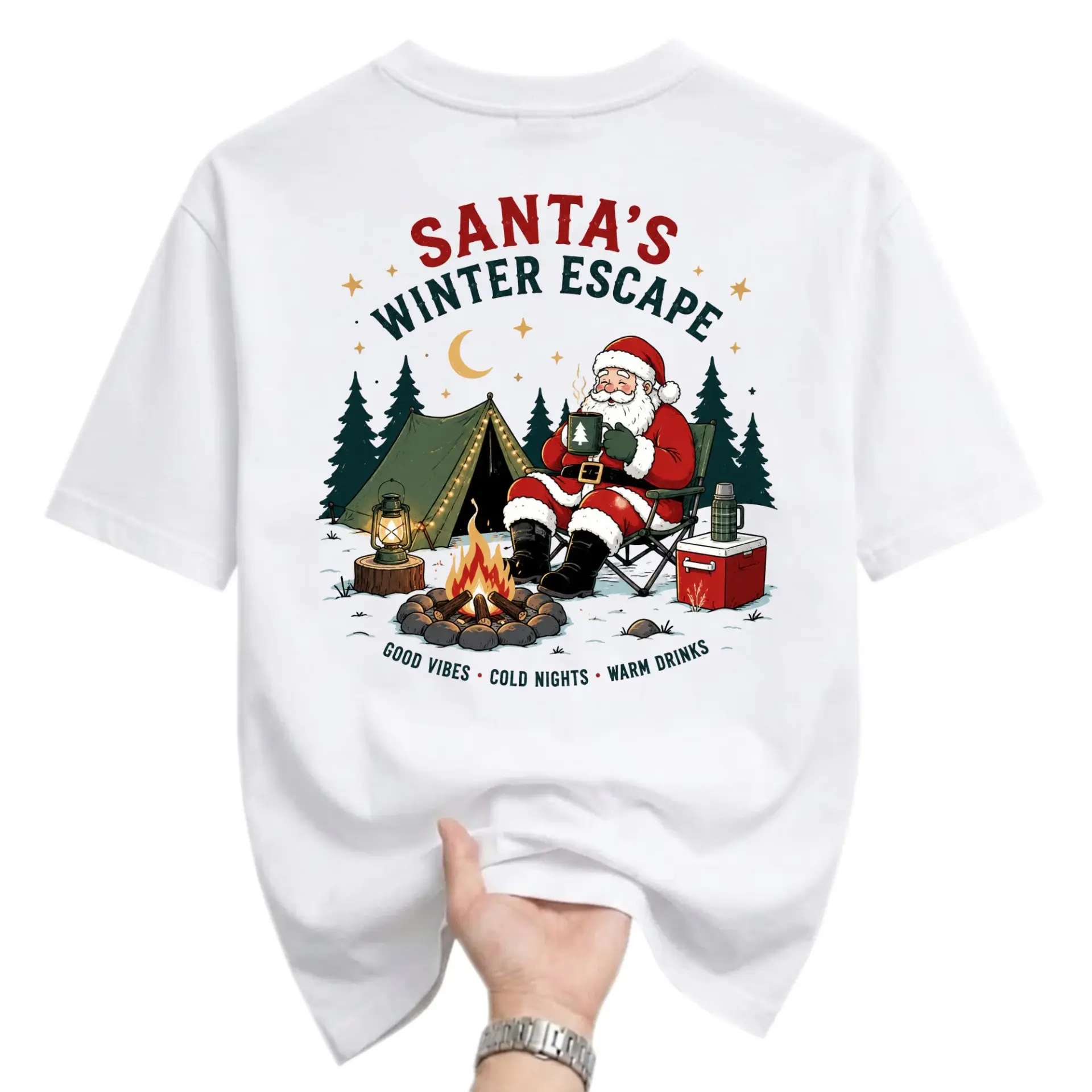 Graphic Tee Santa's Escape Camping Unisex T-Shirt Seasonal Holiday Themed Casual Cotton Crew Neck