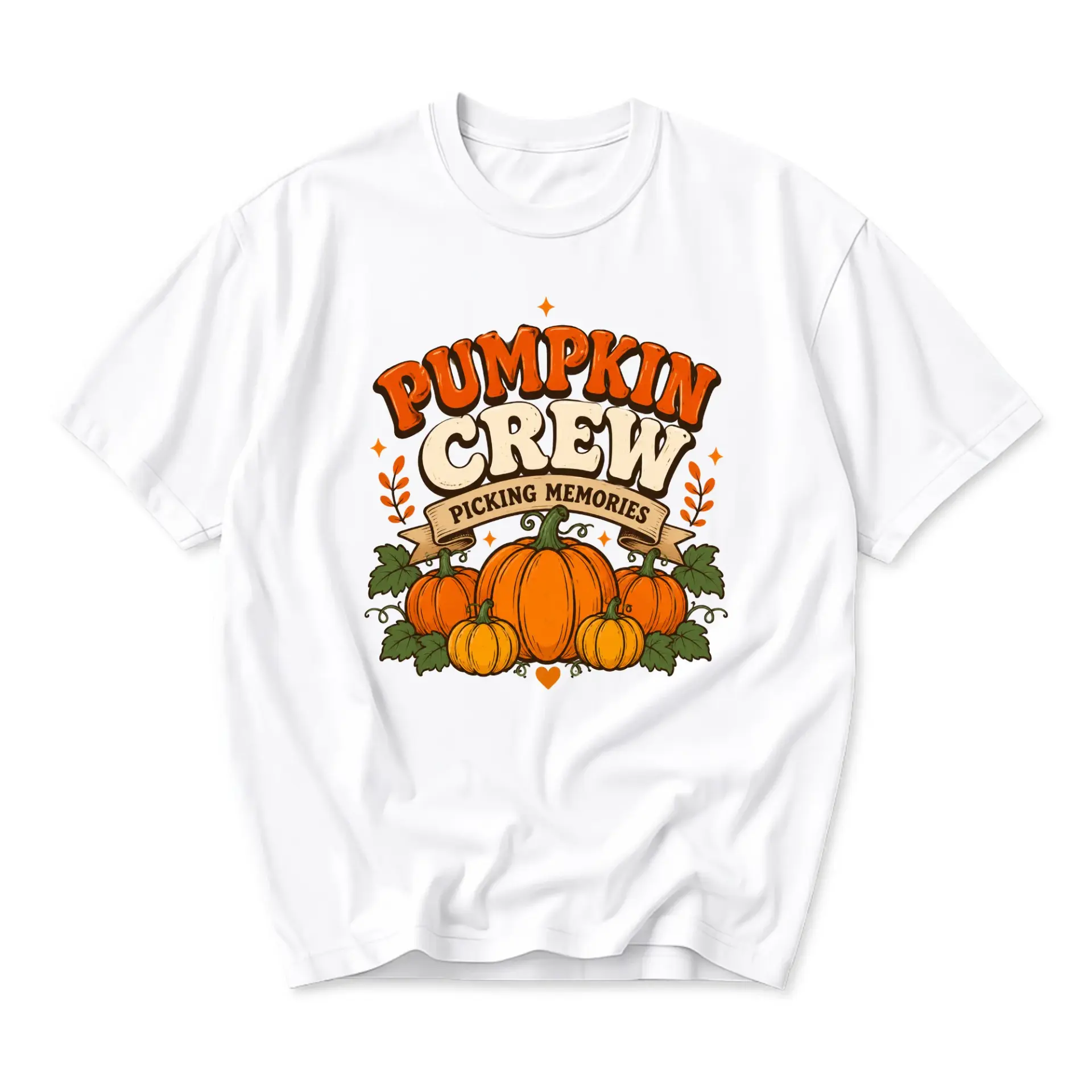 Graphic Tee Pumpkin Crew Picking Memories Fall Autumn Season Unisex Casual Crew Neck Comfortable Cotton Blend Shirt