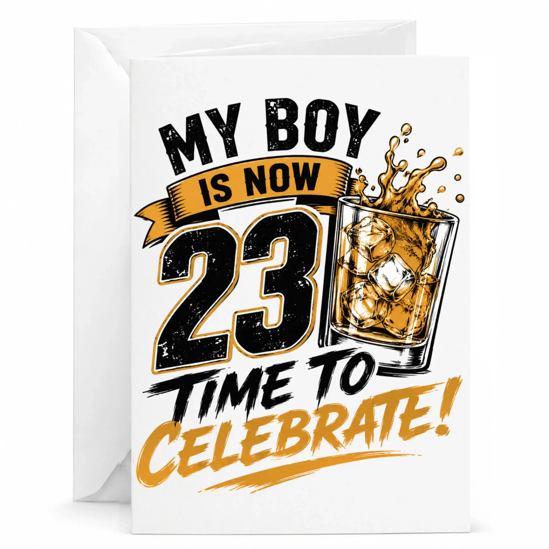 Birthday Card My Boy Is Now 23 Time to Celebrate Funny Alcoholic Beverage Theme Greeting Card for Twenty Third Birthday
