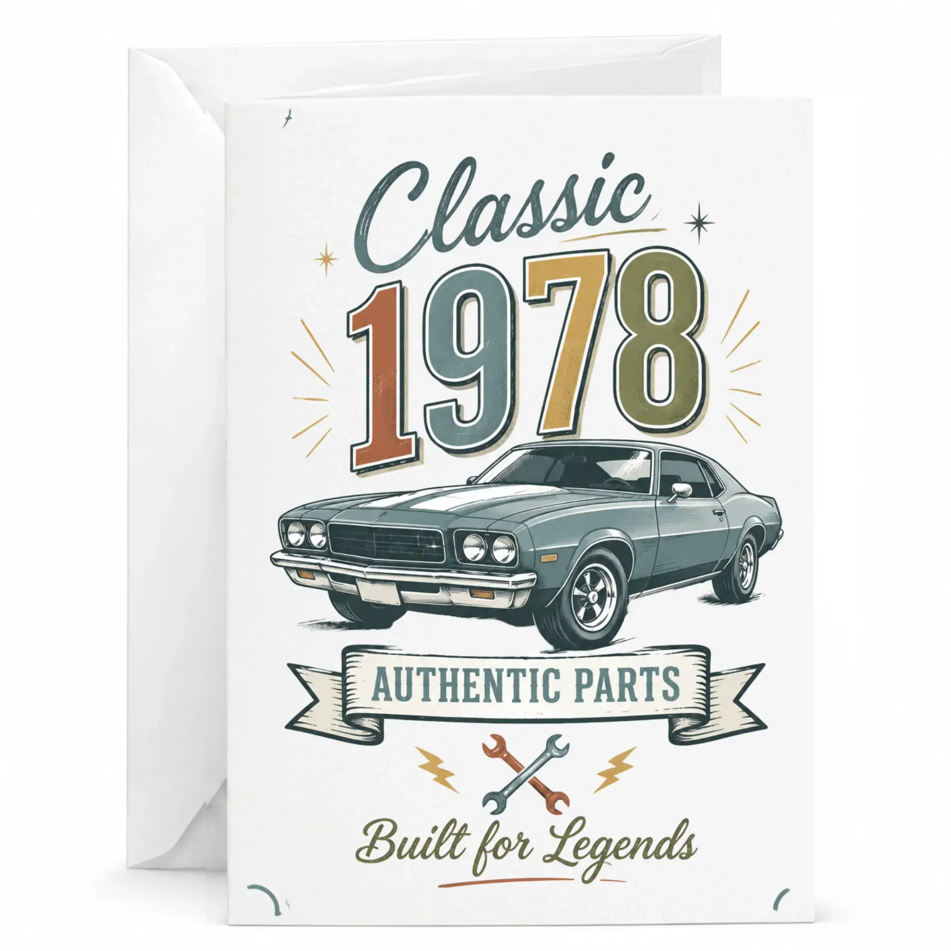 Greeting Card Classic 1978 Authentic Parts Built for Legends Vintage Muscle Car Birthday Card for Milestone Celebration