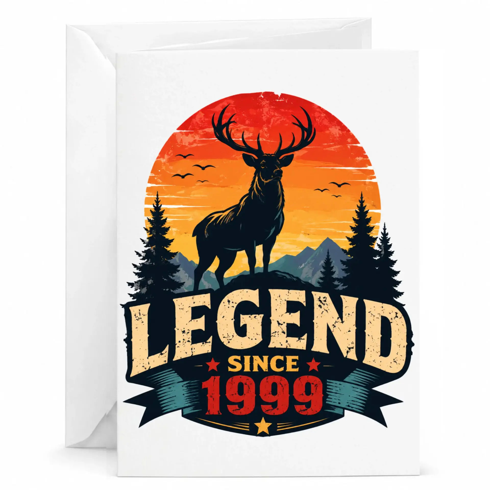 Greeting Card Legend Since 1999 Vintage Deer Wildlife Design for Milestone Birthday or Anniversary Celebration