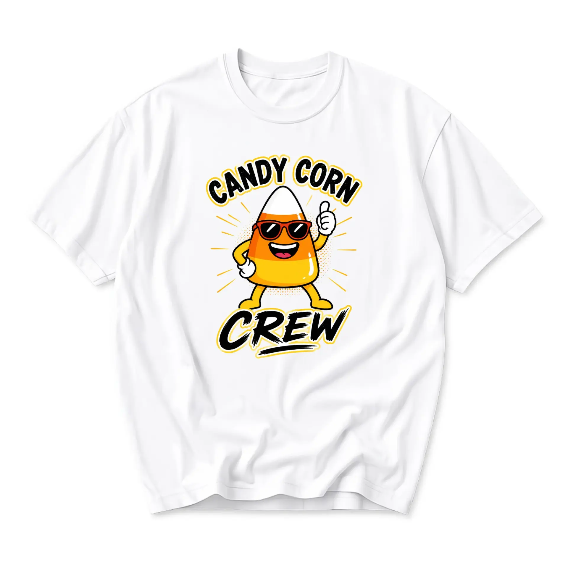 Funny Shirt Candy Corn Crew Graphic Tee Unisex Seasonal Holiday Fall Apparel Soft Breathable Cotton Crew Neck T-Shirt