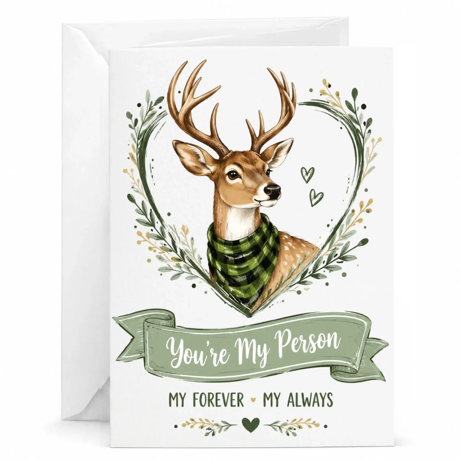 Greeting Card You Are My Person Deer Illustration Romantic Stationery for Anniversary Wedding and Special Occasions