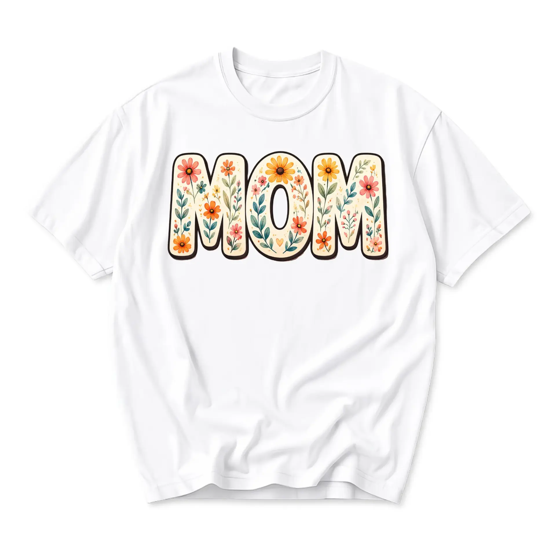 Graphic Tee Mom Floral Print Unisex Casual Crew Neck T-Shirt Soft Cotton