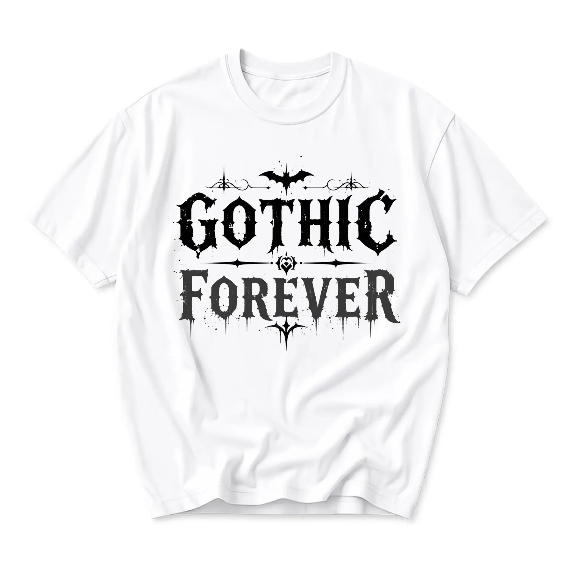 Graphic Tee Gothic Forever Text Print Unisex Shirt Comfortable Casual Short Sleeve Apparel for Everyday Wear and Style