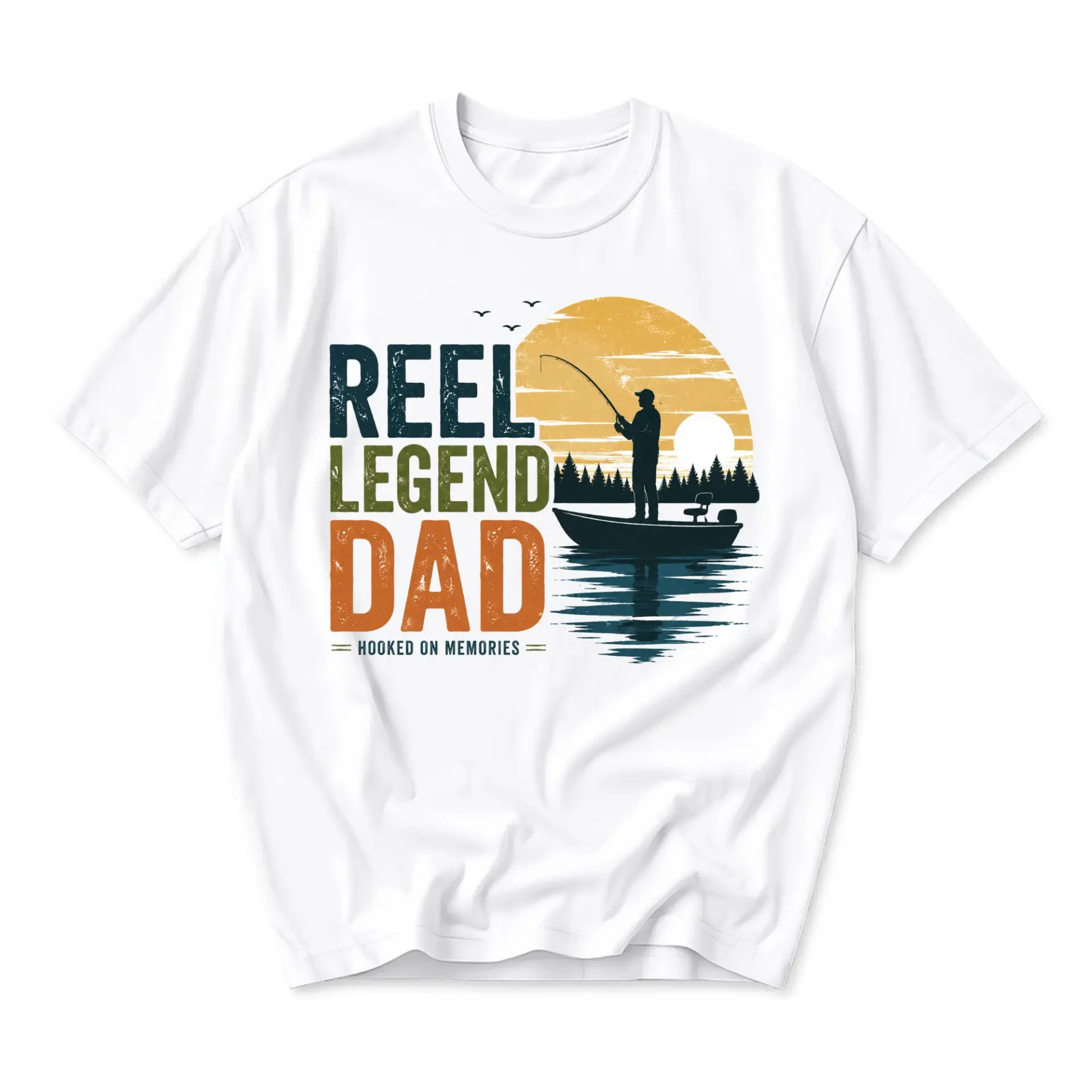 Graphic Tee Reel Legend Dad on Memories Fishing Lover Unisex Shirt Casual