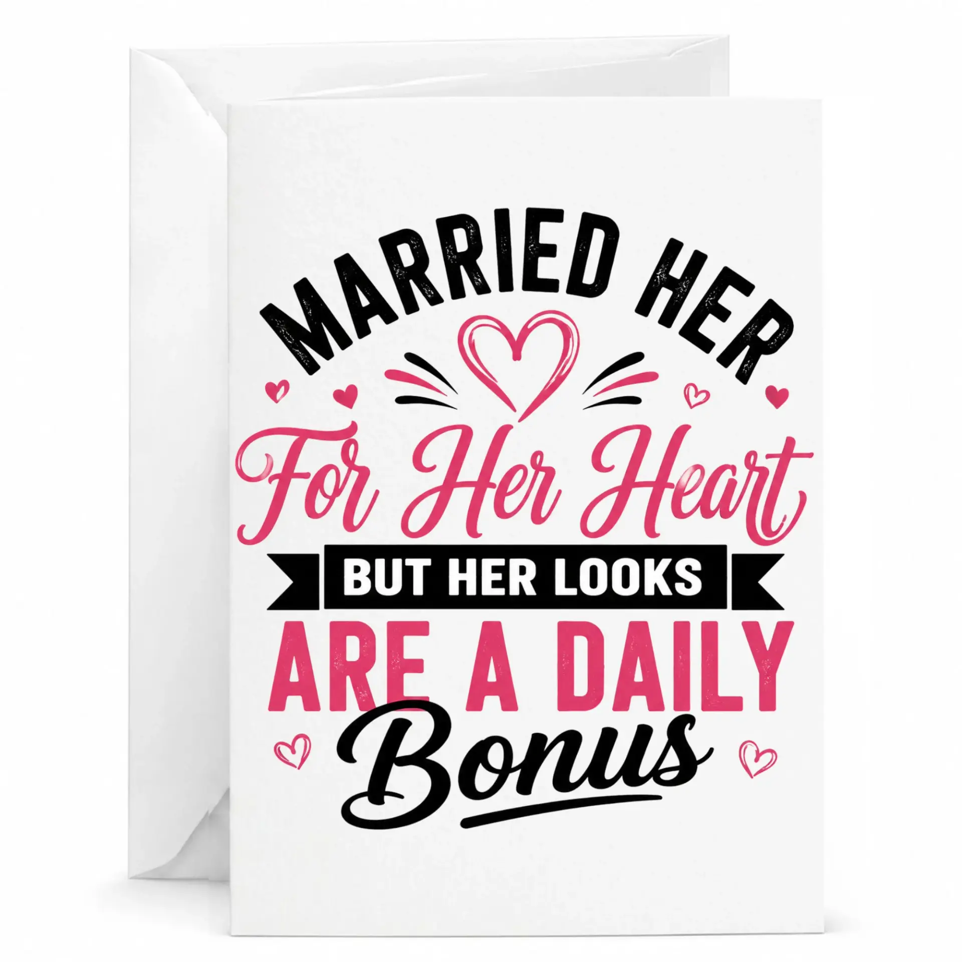Funny Greeting Card for Wife Romantic Marriage Anniversary Gift for Her with Daily Bonus Quote Design