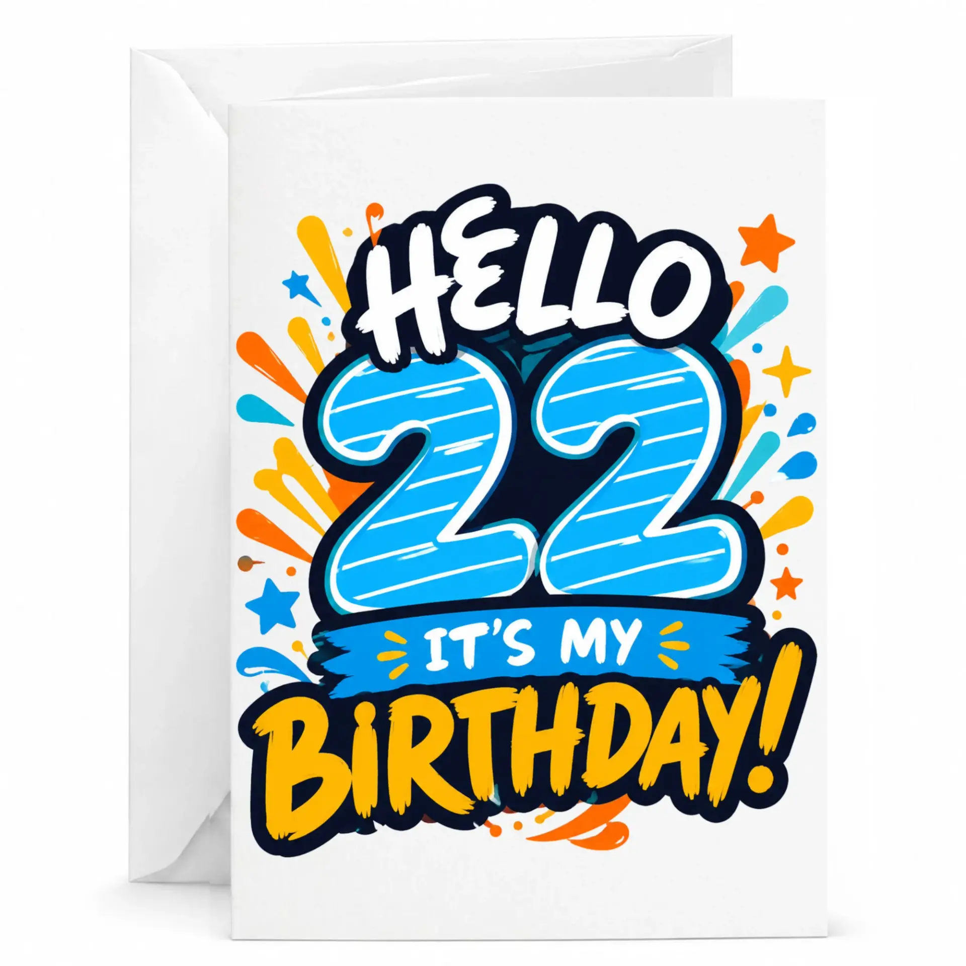 Birthday Card Hello 22 It Is My Birthday Festive Celebration Greeting Card for Twenty Second Milestone Occasion
