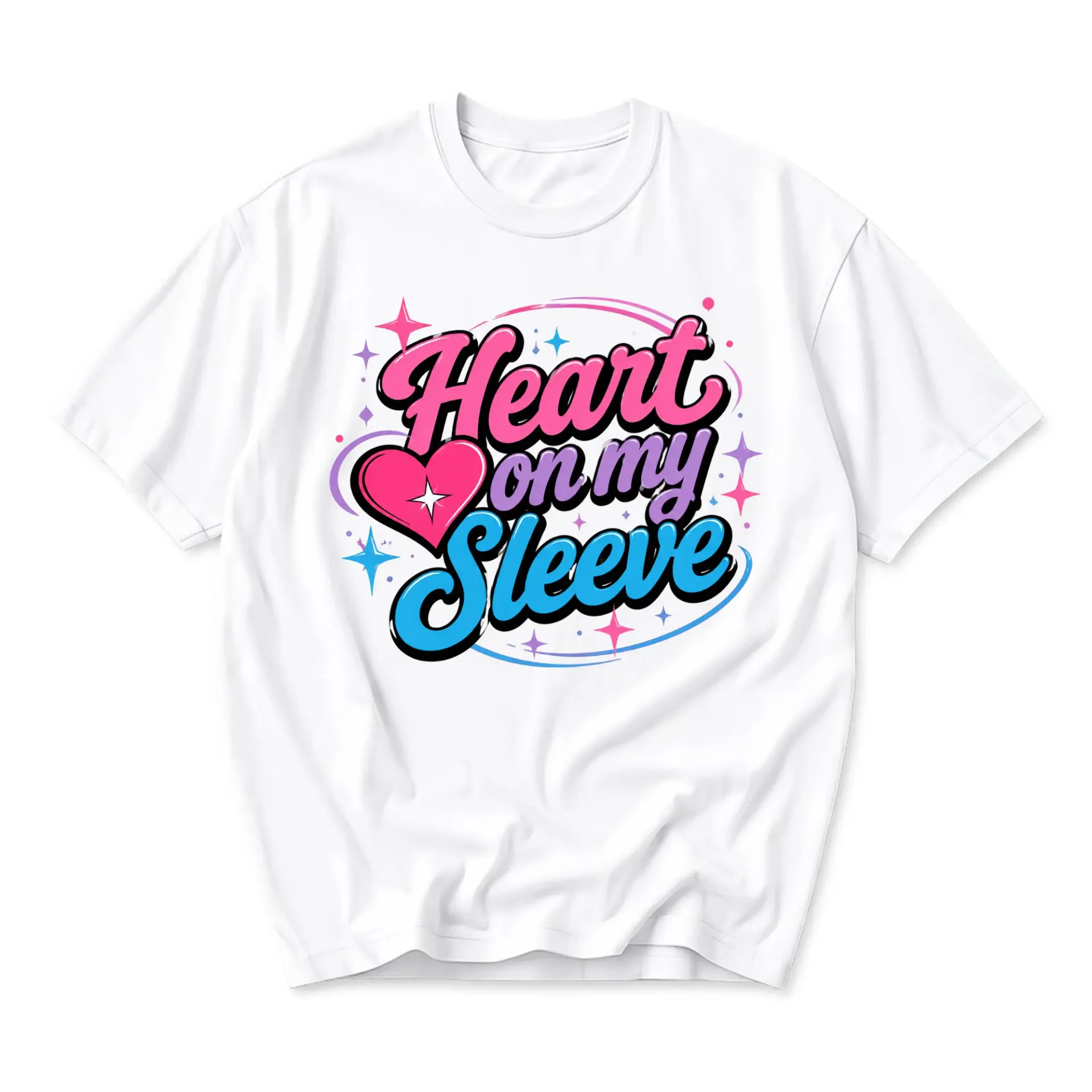 Graphic Tee Heart on My Sleeve Unisex Cotton Shirt Retro Aesthetic Printed Casual Apparel for Everyday Outfit Wear