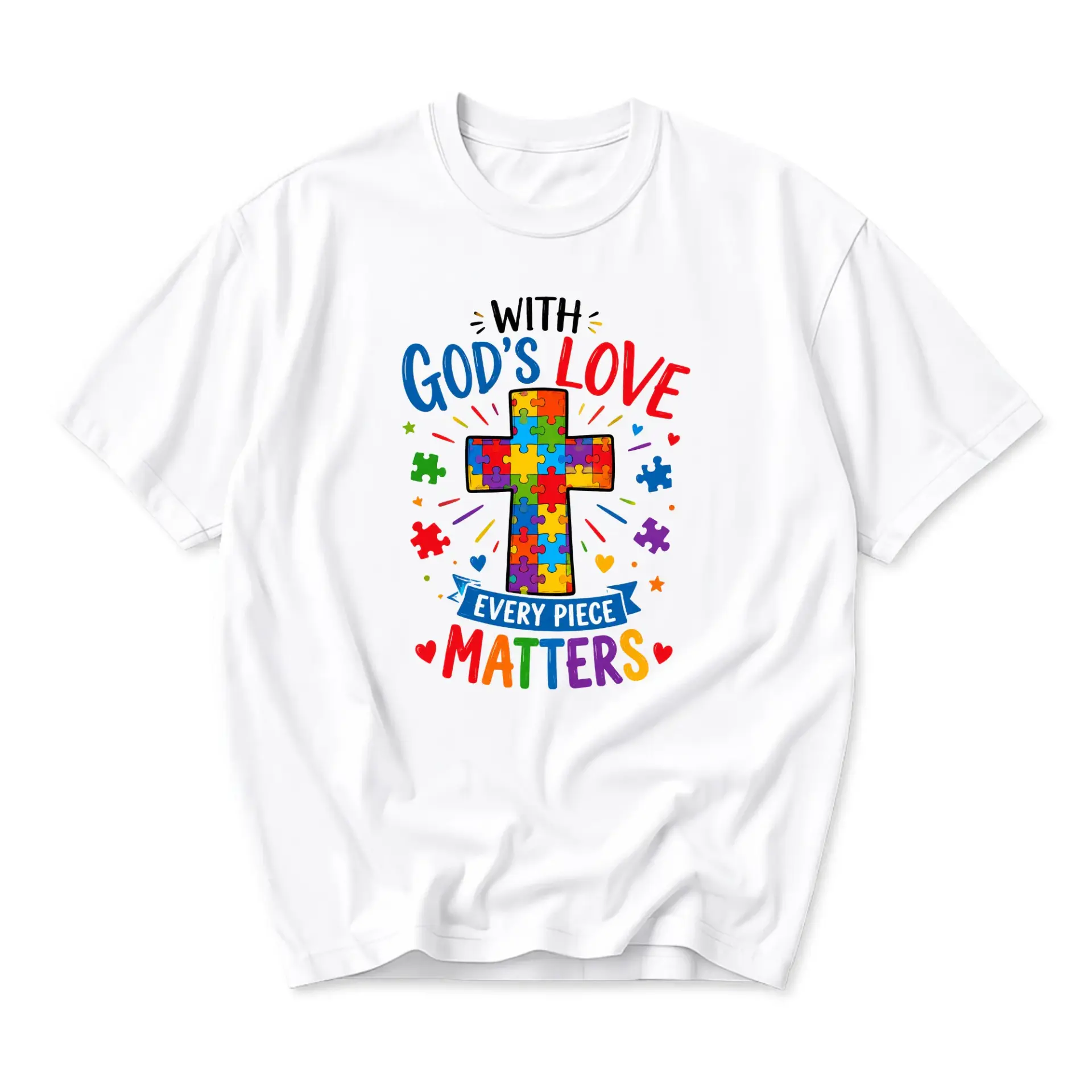 Graphic Tee 's Love Every Piece Matters Inspirational Puzzle Cross Unisex