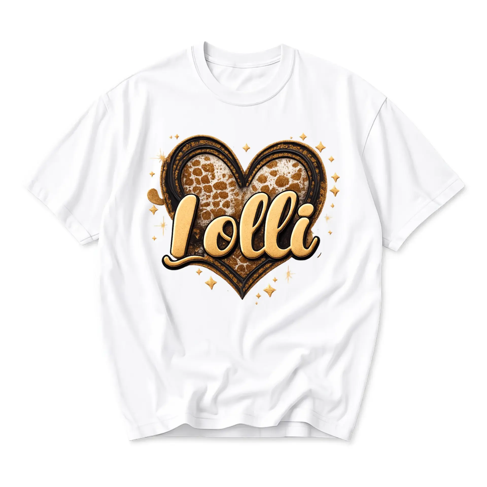 Graphic Tee Unisex Heart Lolli Design Casual Cotton Blend Crew Neck Short Sleeve Top for Everyday Wear and Gift