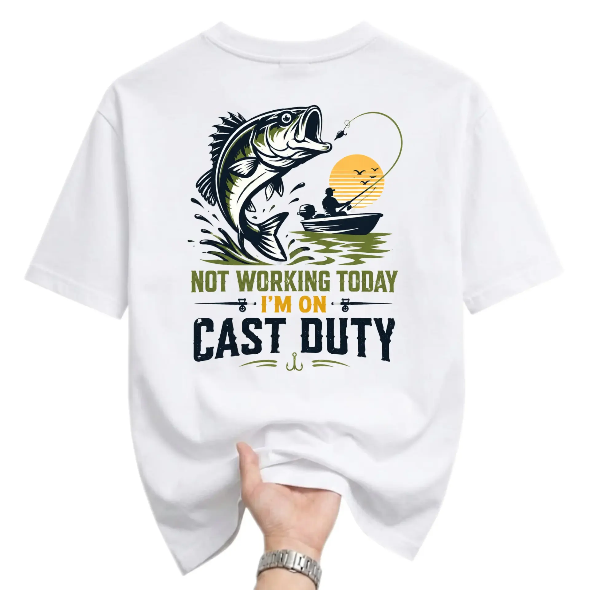 Funny Shirt for Fishermen Graphic Tee with Fishing Humor Quote Not Working Today I Am on Cast Duty Design