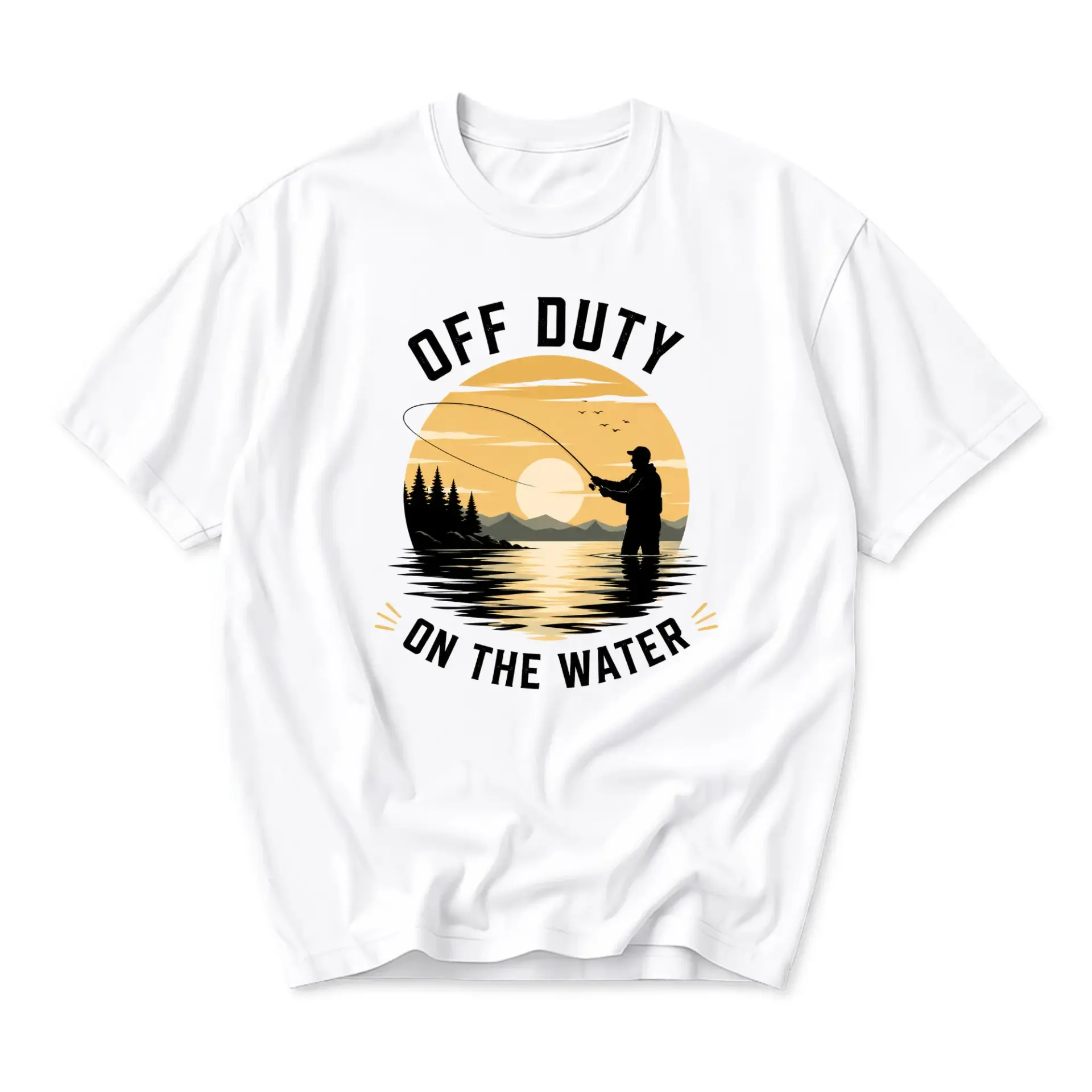 Graphic Tee Off Duty Fishing Lover Short Sleeve Unisex Crew Neck Apparel