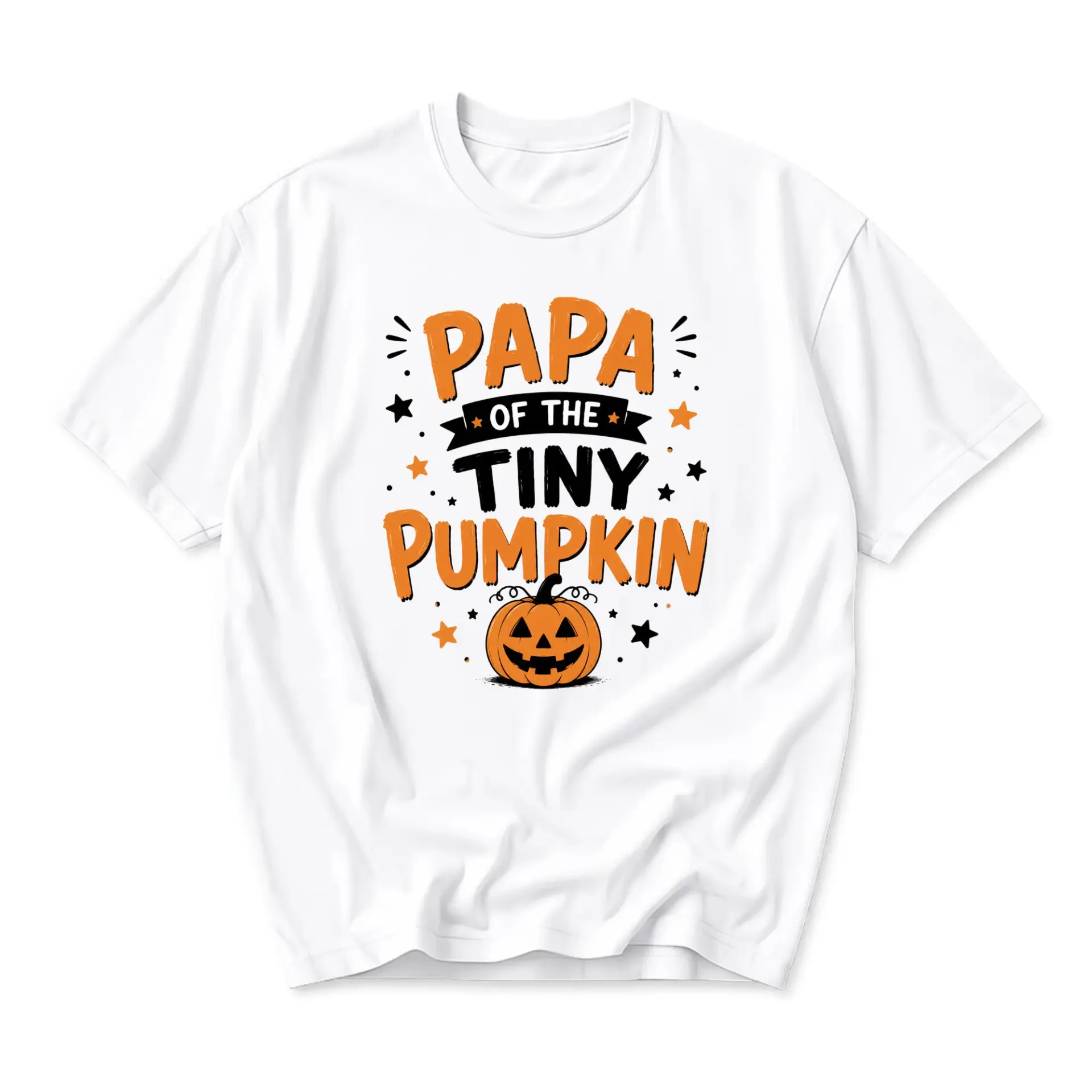 Graphic Tee Papa of the Tiny Pumpkin Unisex Crew Neck Shirt Fall Season Autumn Themed Holiday Casual Clothing