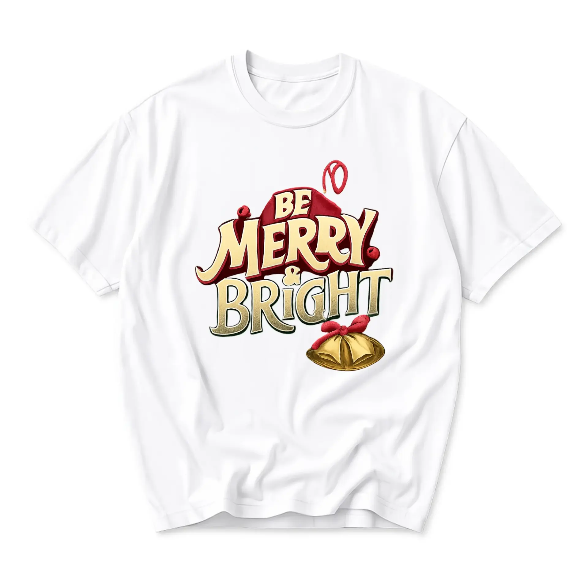 T-shirt Be Merry and Bright Graphic Holiday Apparel Short Sleeve Casual