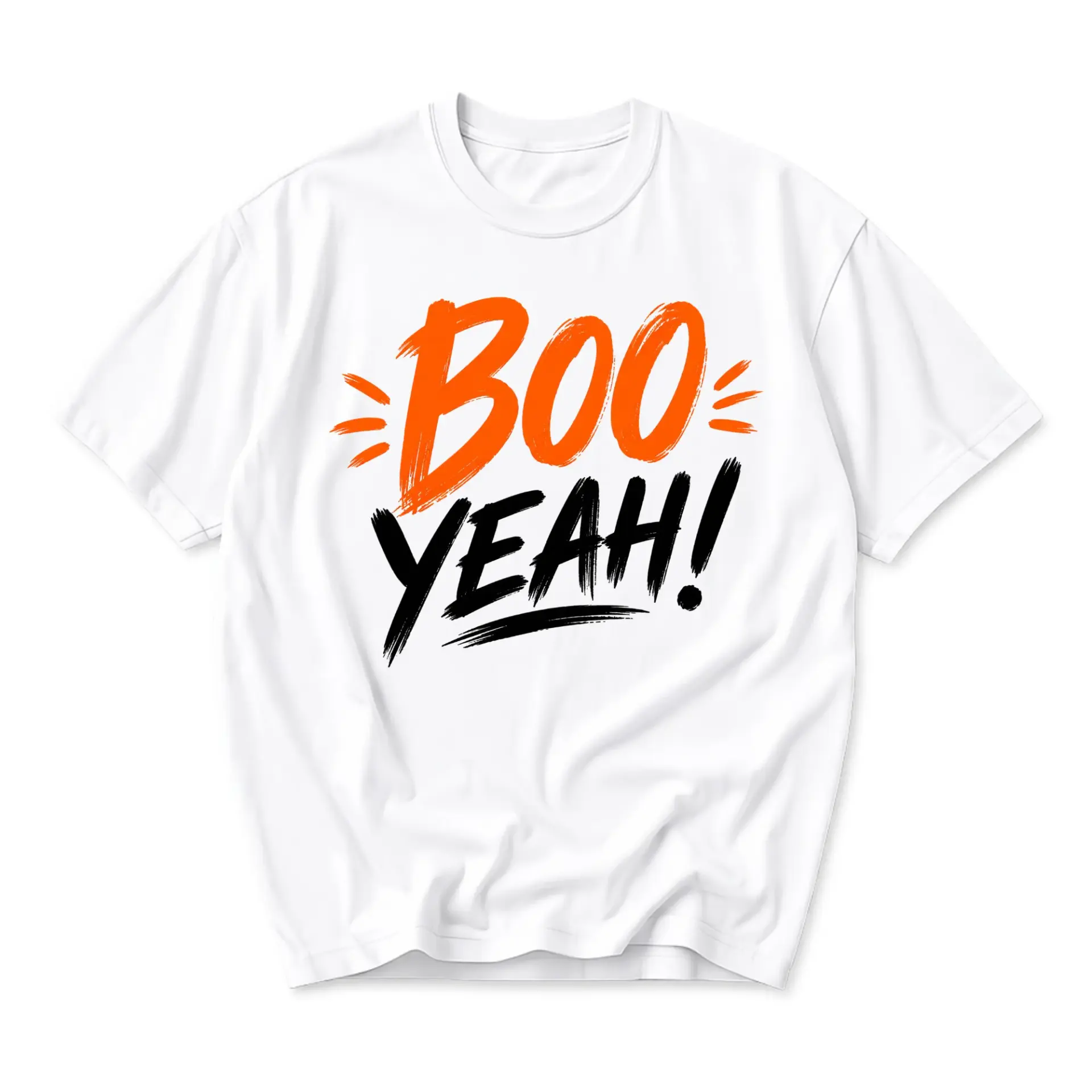 Funny Shirt Boo Yeah Halloween Graphic Tee Unisex Crew Neck Casual Wear Soft Cotton Blend Top for Everyday Style