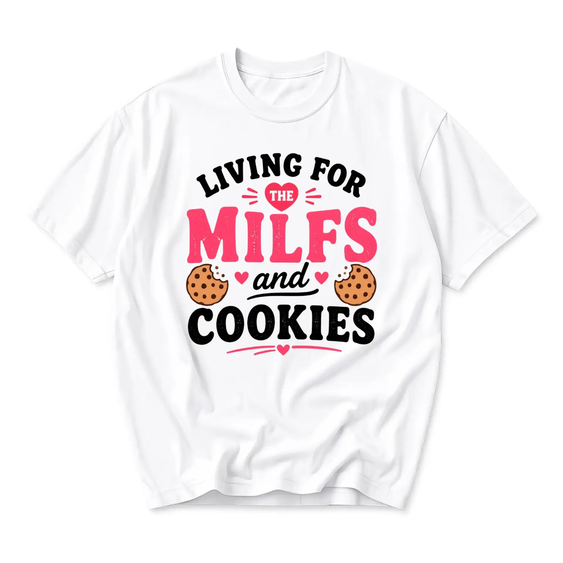 Funny Shirt Living for the Milfs and Graphic Tee Casual Cotton Blend Short Sleeve Crew Neck Top Adults