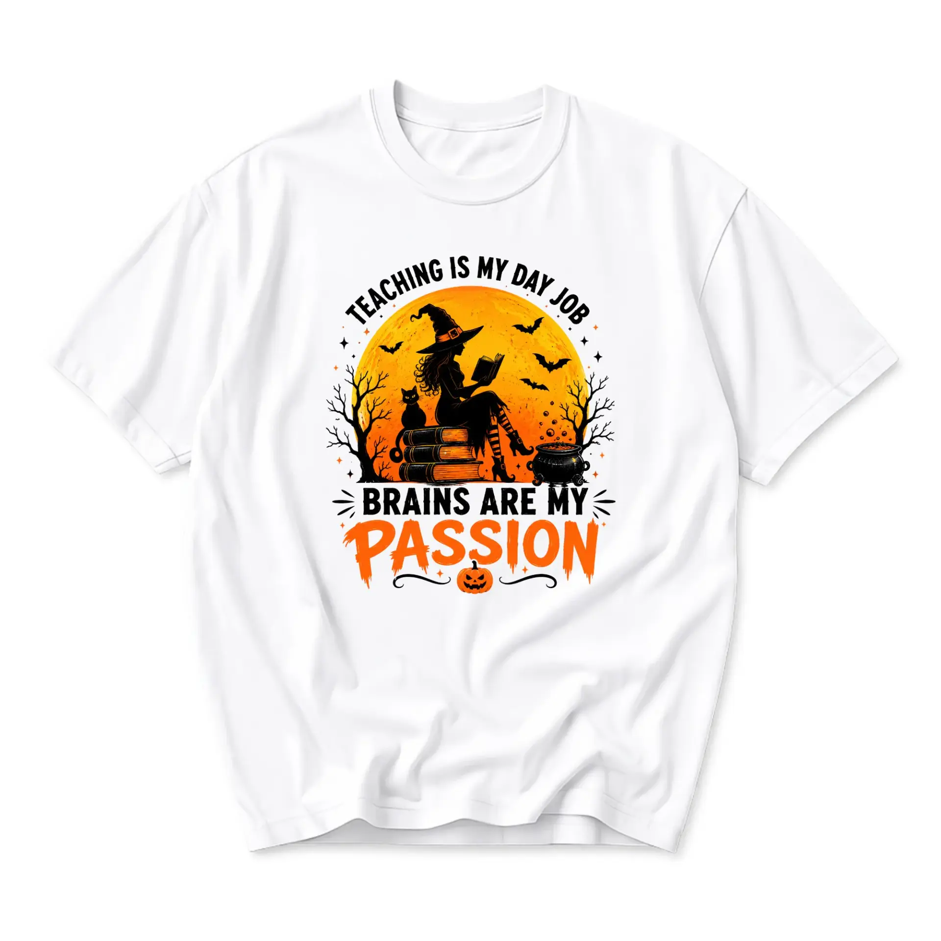 Graphic Tee Unisex Crew Neck Short Sleeve Shirt Halloween Witch Theme Apparel for Casual Daily Wear and Gifting
