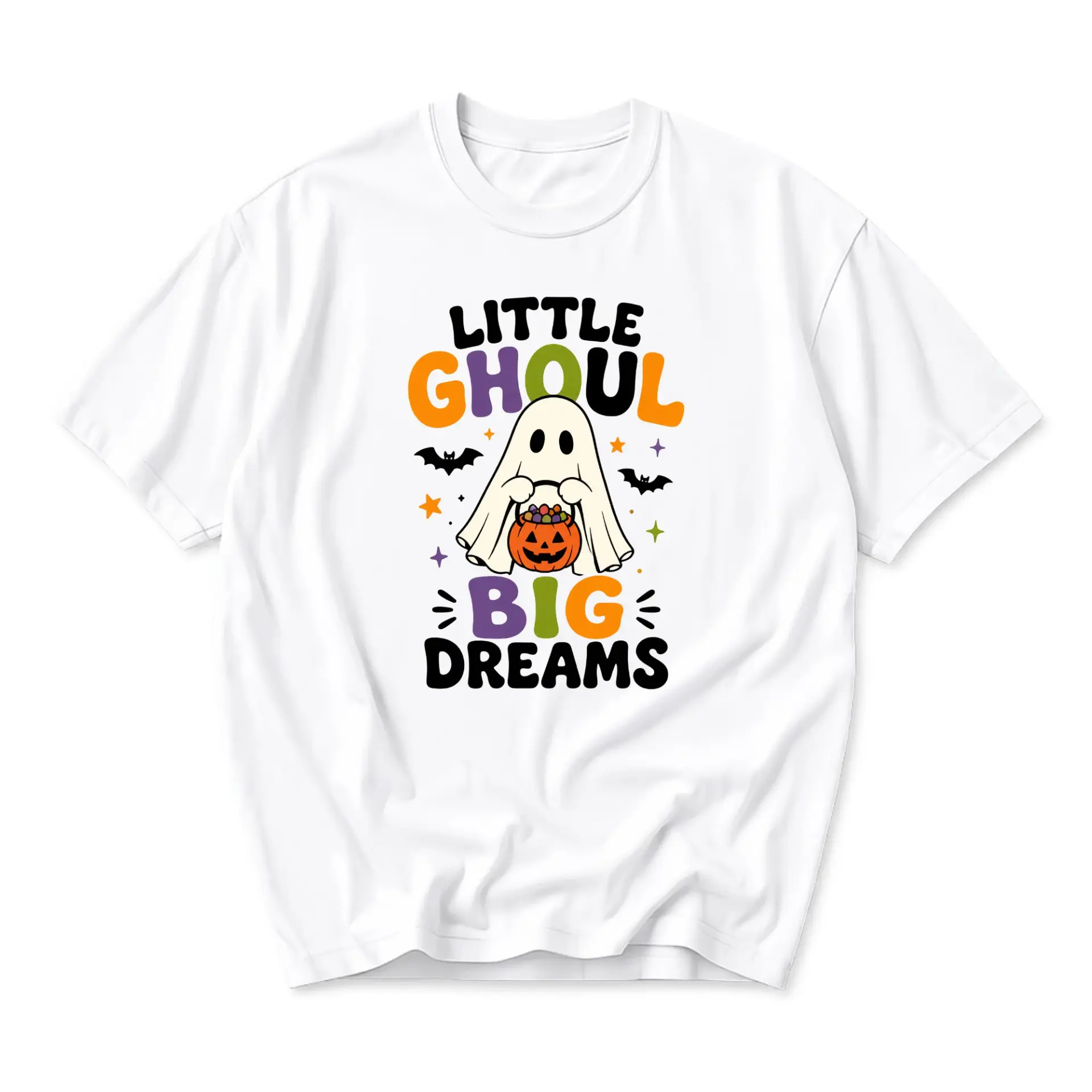 Funny Shirt Little Ghoul Big Dreams Graphic Tee Unisex Casual Apparel for Halloween Seasonal Celebration Outfits