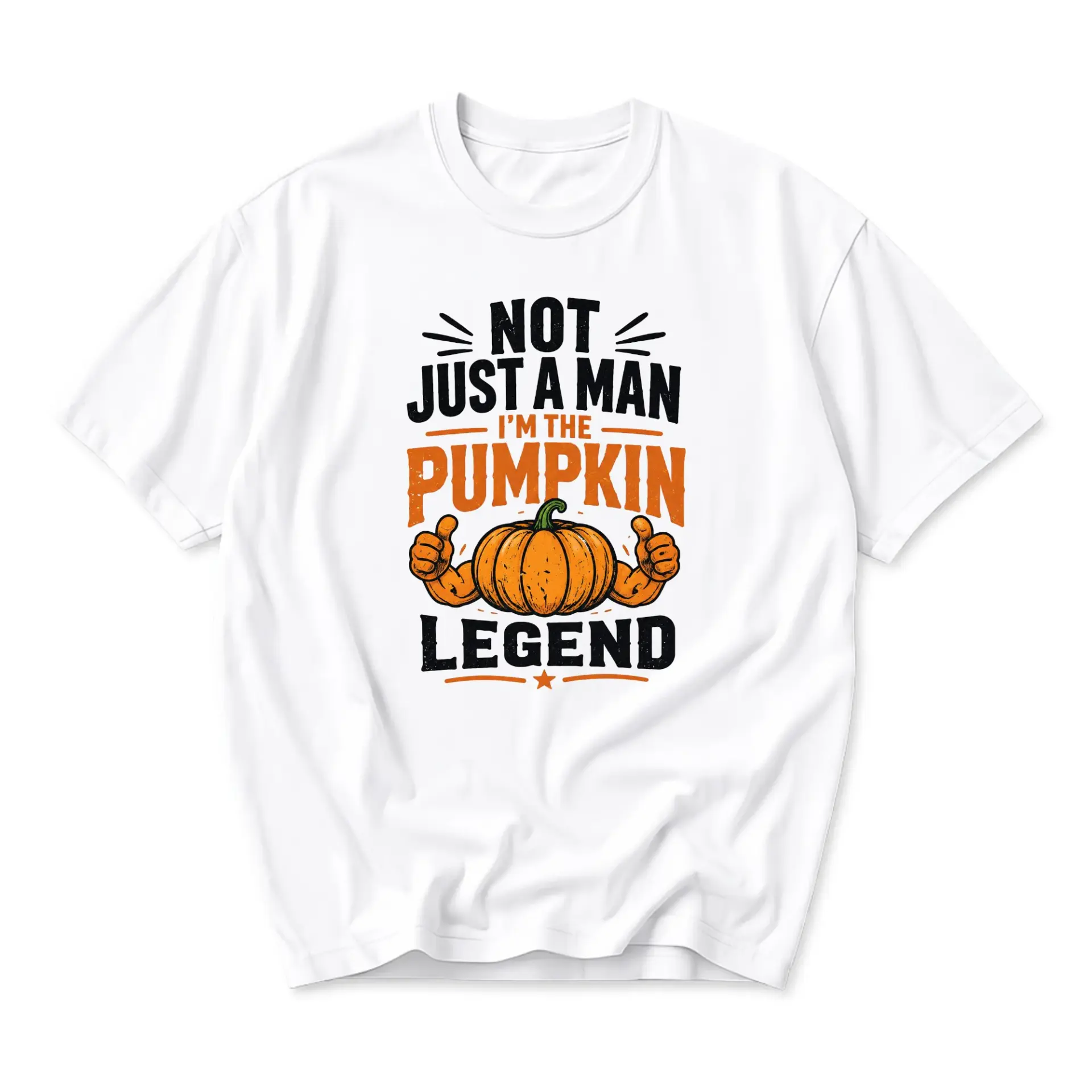 Funny Shirt Pumpkin Legend Graphic Tee Unisex Crew Neck Short Sleeve Casual Cotton Blend Apparel for Autumn Seasons