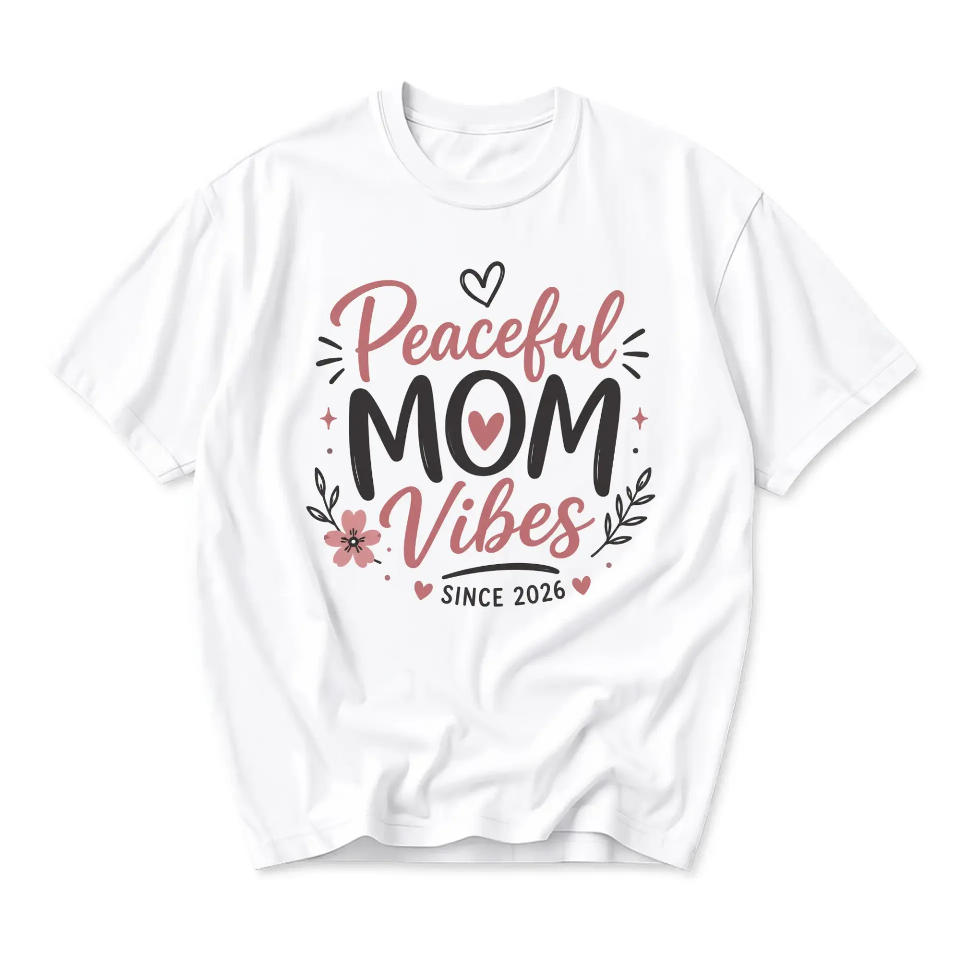 T-shirt Peaceful Mom Vibes Since 2026 Graphic Tee Casual Unisex Short Sleeve Cotton Crew Neck Everyday Apparel