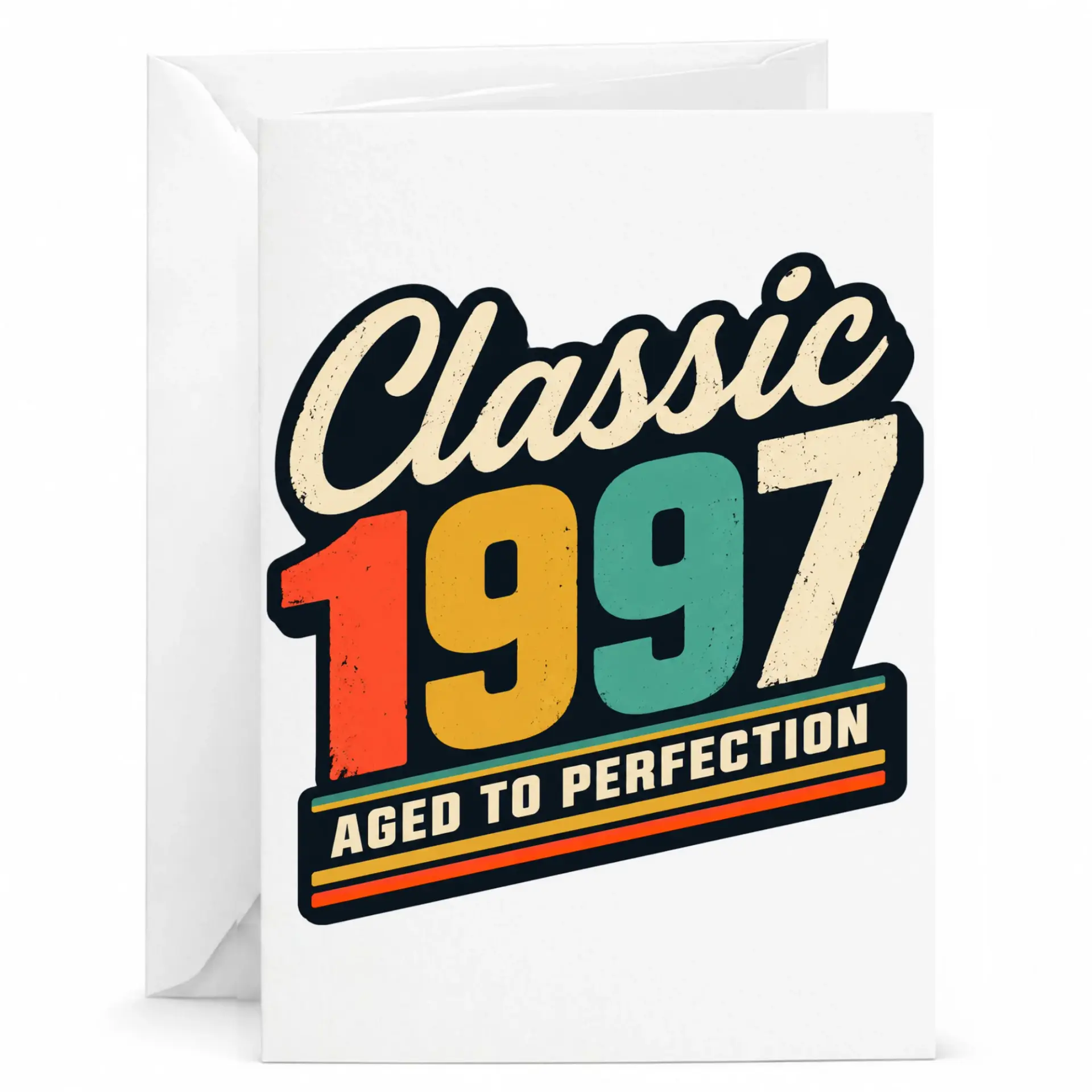Birthday Card Classic 1997 Aged to Perfection Retro Vintage Style Greeting Card for Birthday Milestone Celebration