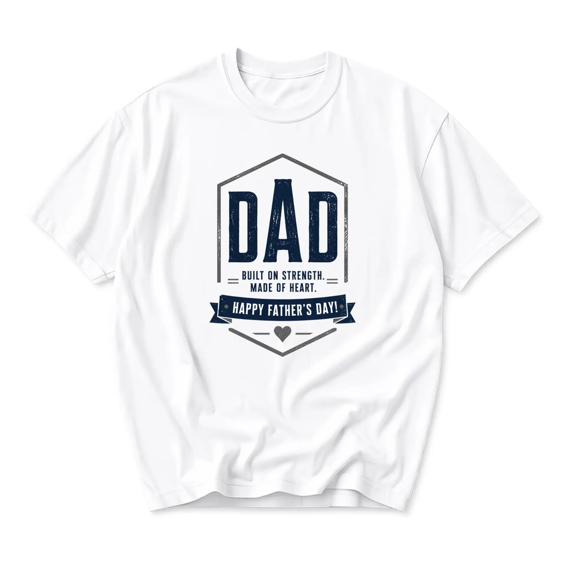 Graphic Tee Dad Built on Strength Made of Heart Happy Father Day Unisex Crew Neck Comfortable Cotton Everyday Shirt