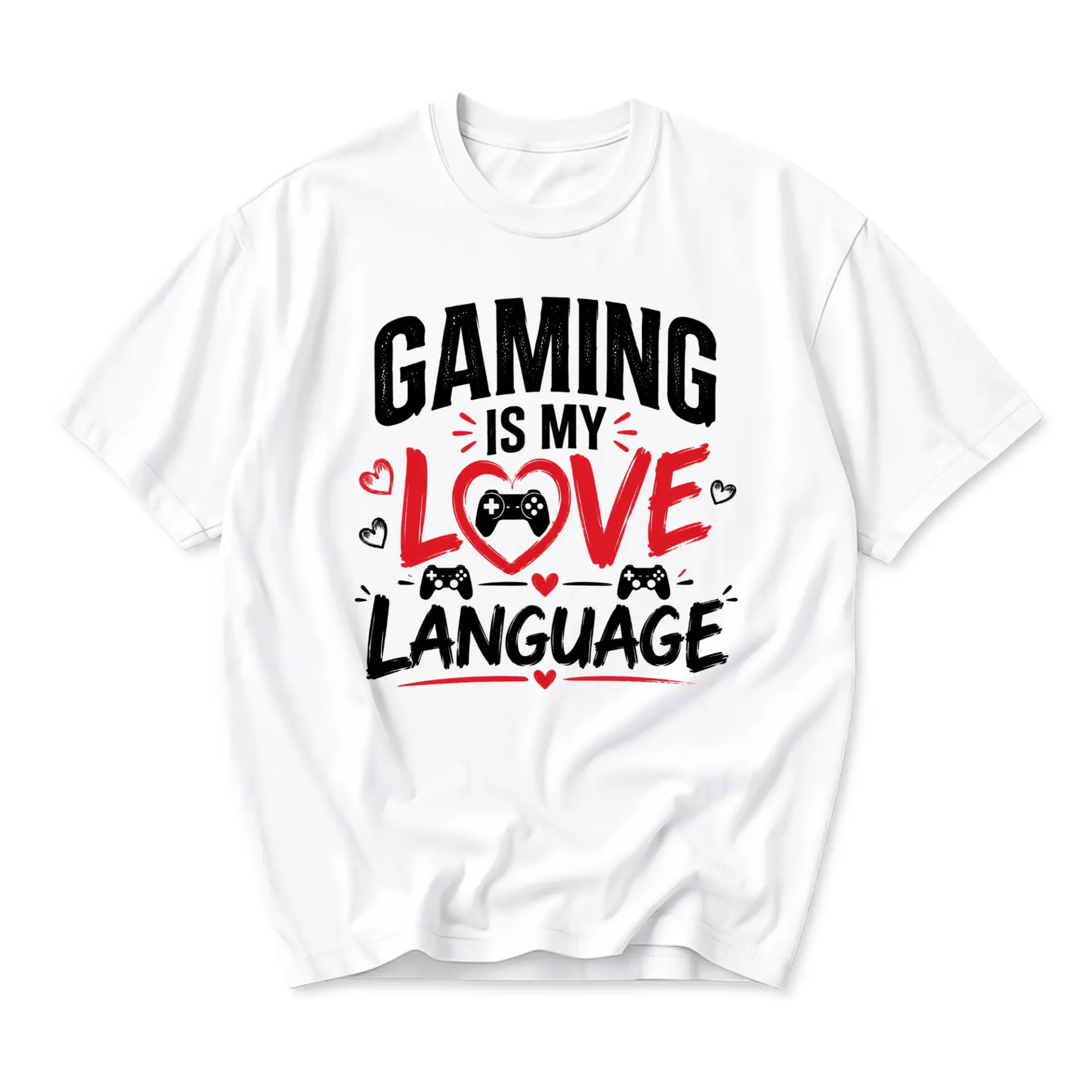 Graphic Tee Gaming Is My Love Language Unisex Crew Neck Short Sleeve Shirt for Casual Everyday Wear and Gaming Enthusiasts
