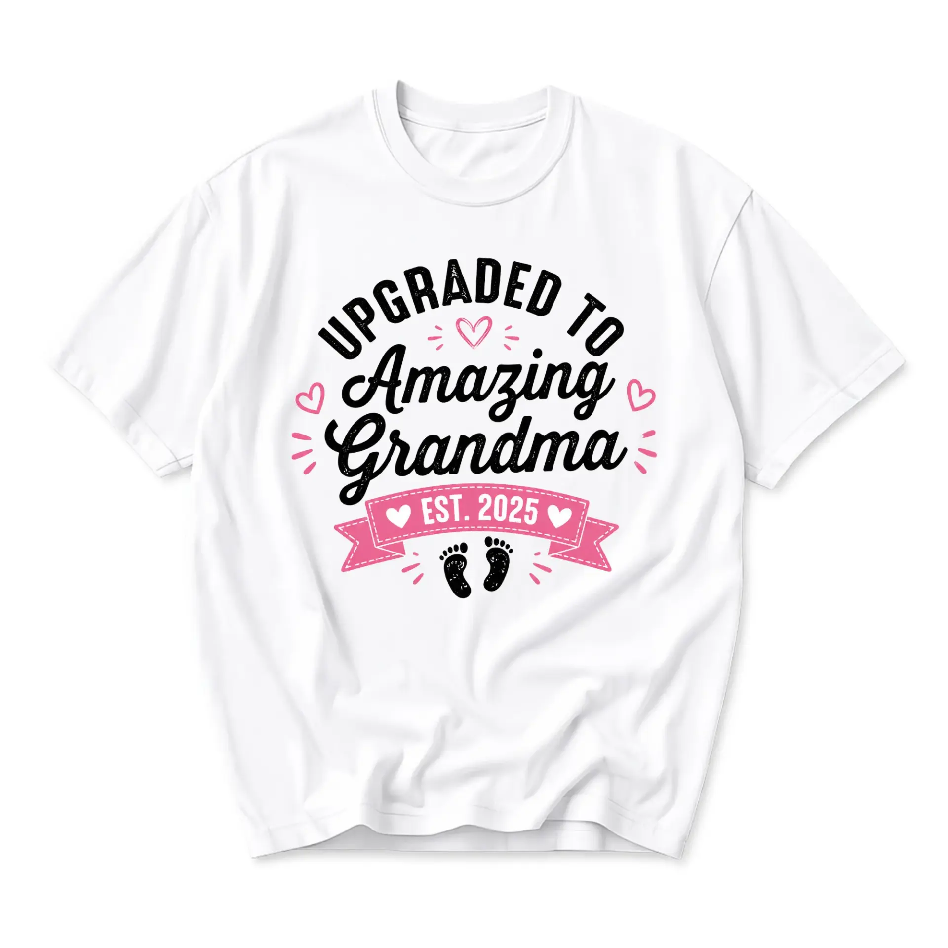 Graphic Tee Upgraded to Amazing Grandma Est 2025 Printed Shirt for Women