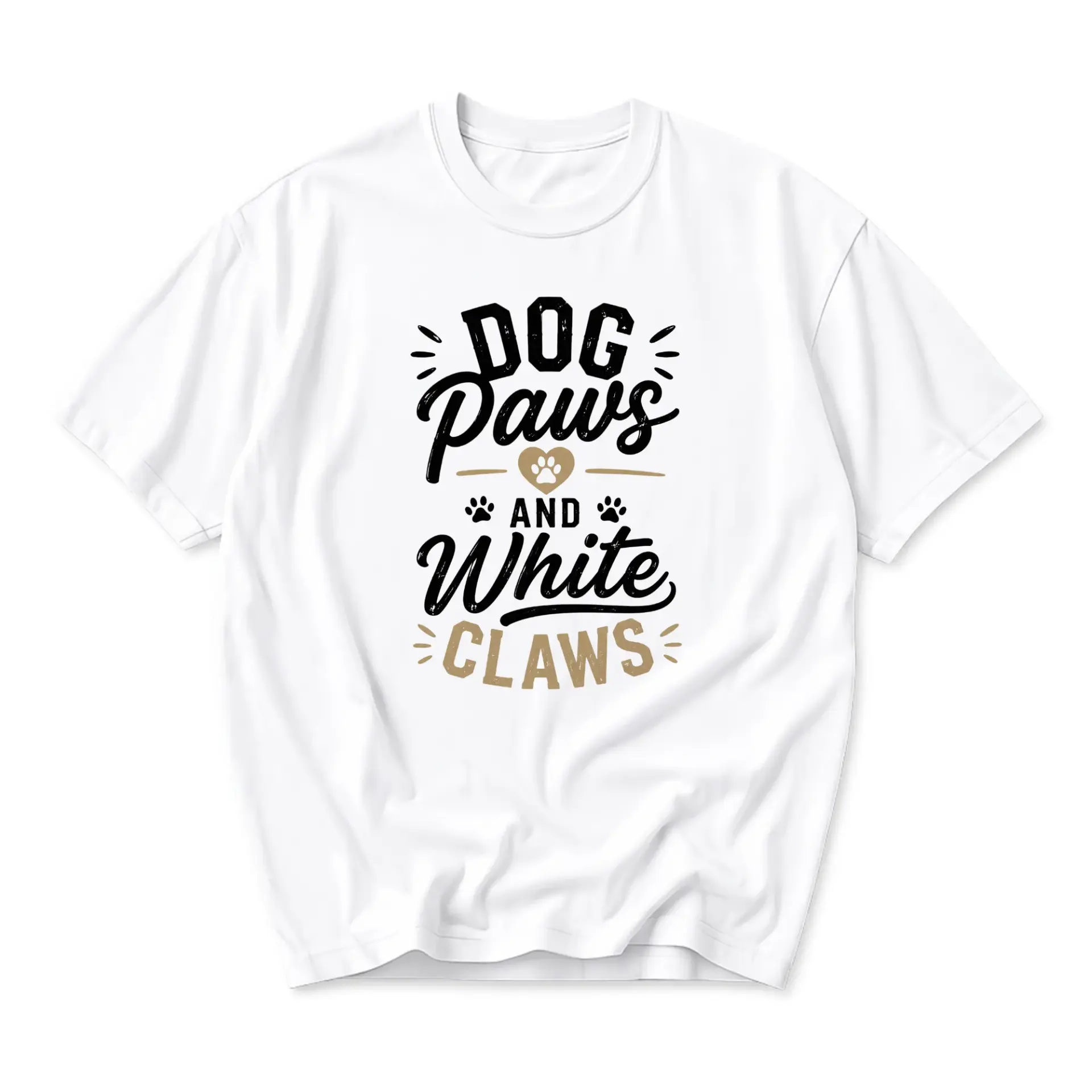 T-shirt Dog Paws and White Claws Graphic Tee Casual Unisex Crew Neck Top