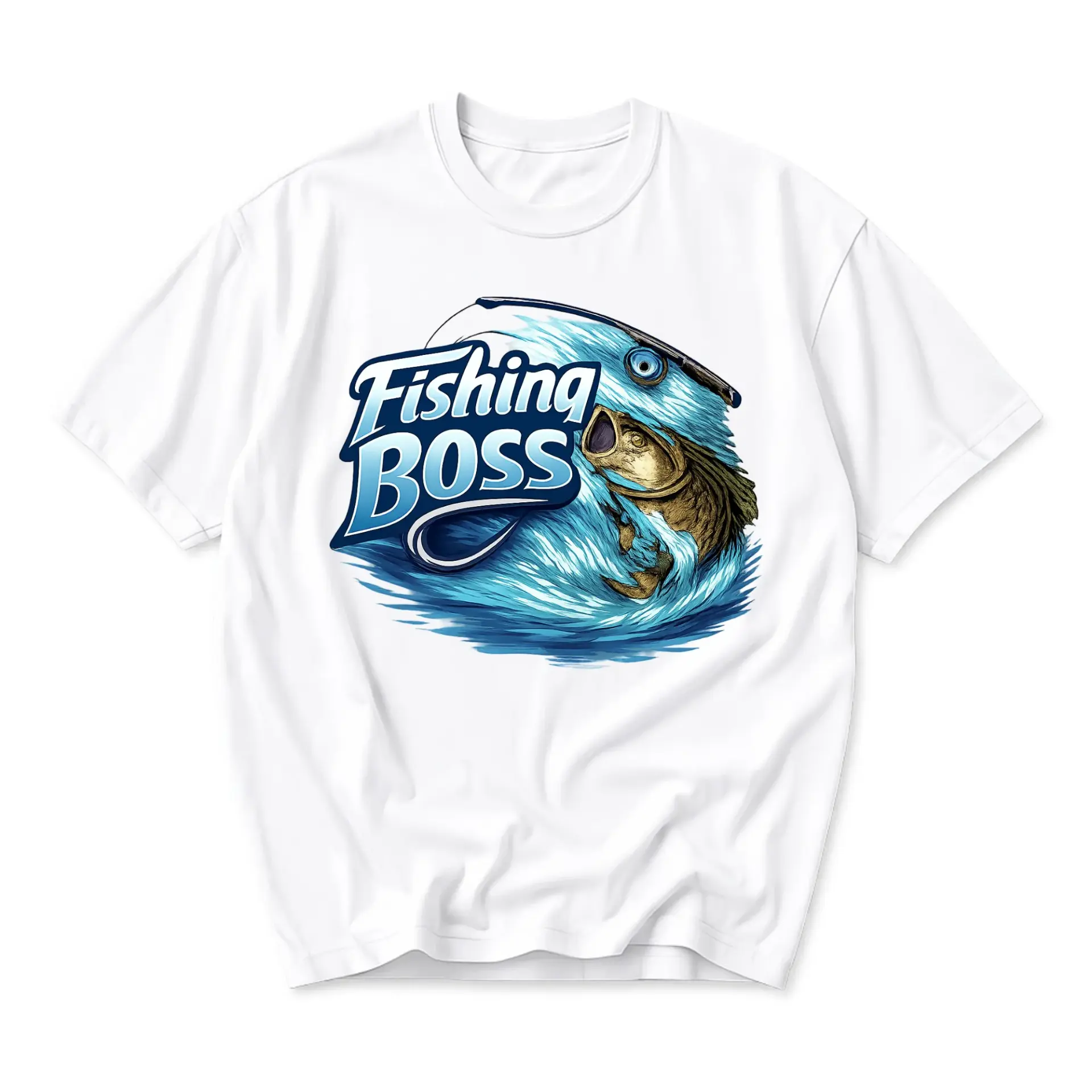 Fishing Graphic Tee Unisex Crew Neck Short Sleeve Casual Cotton Blend Shirt