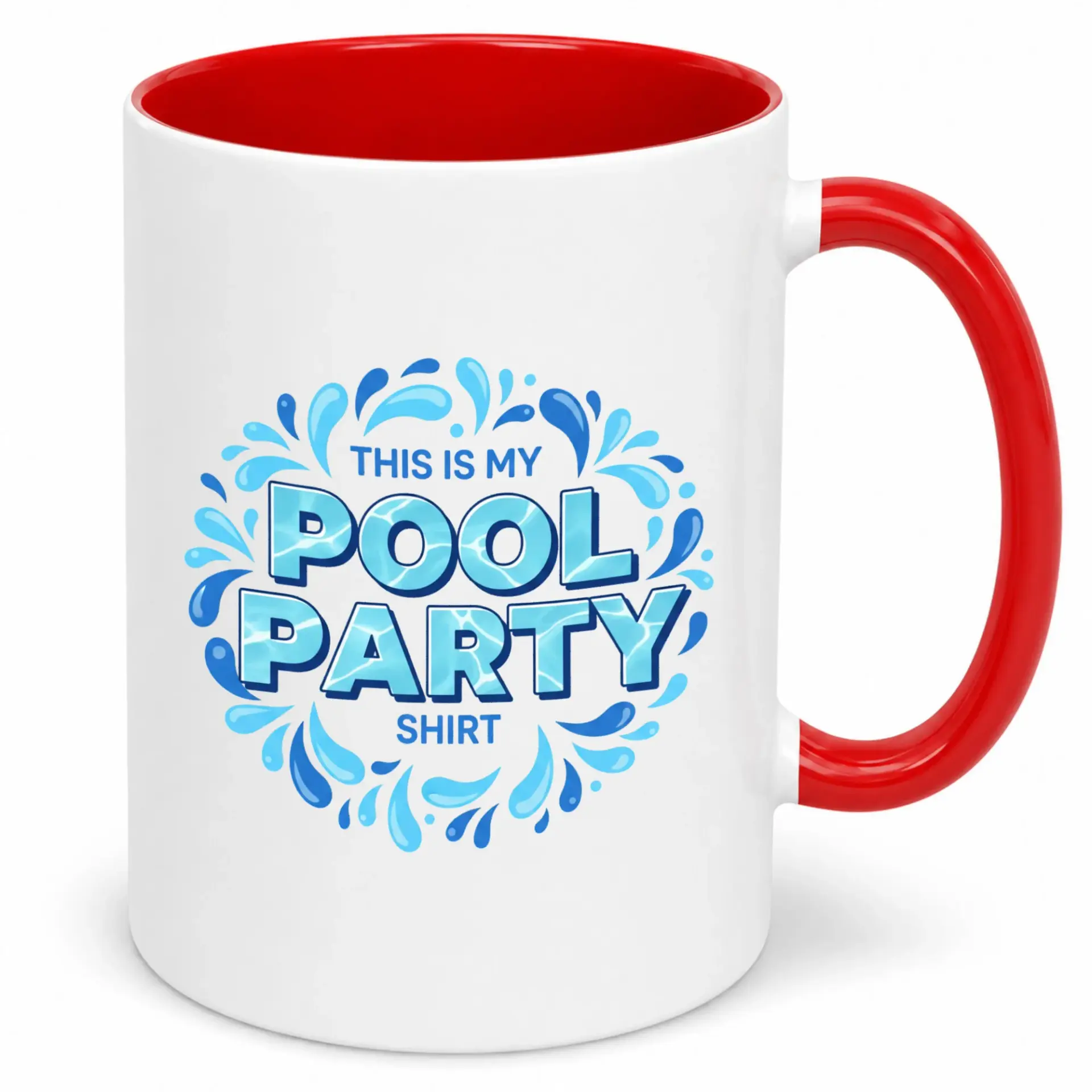 Funny Pool Party Shirt Design Ceramic Coffee Mug Novelty Water Themed Beverage Drinkware Gift for Friends Family Coworkers