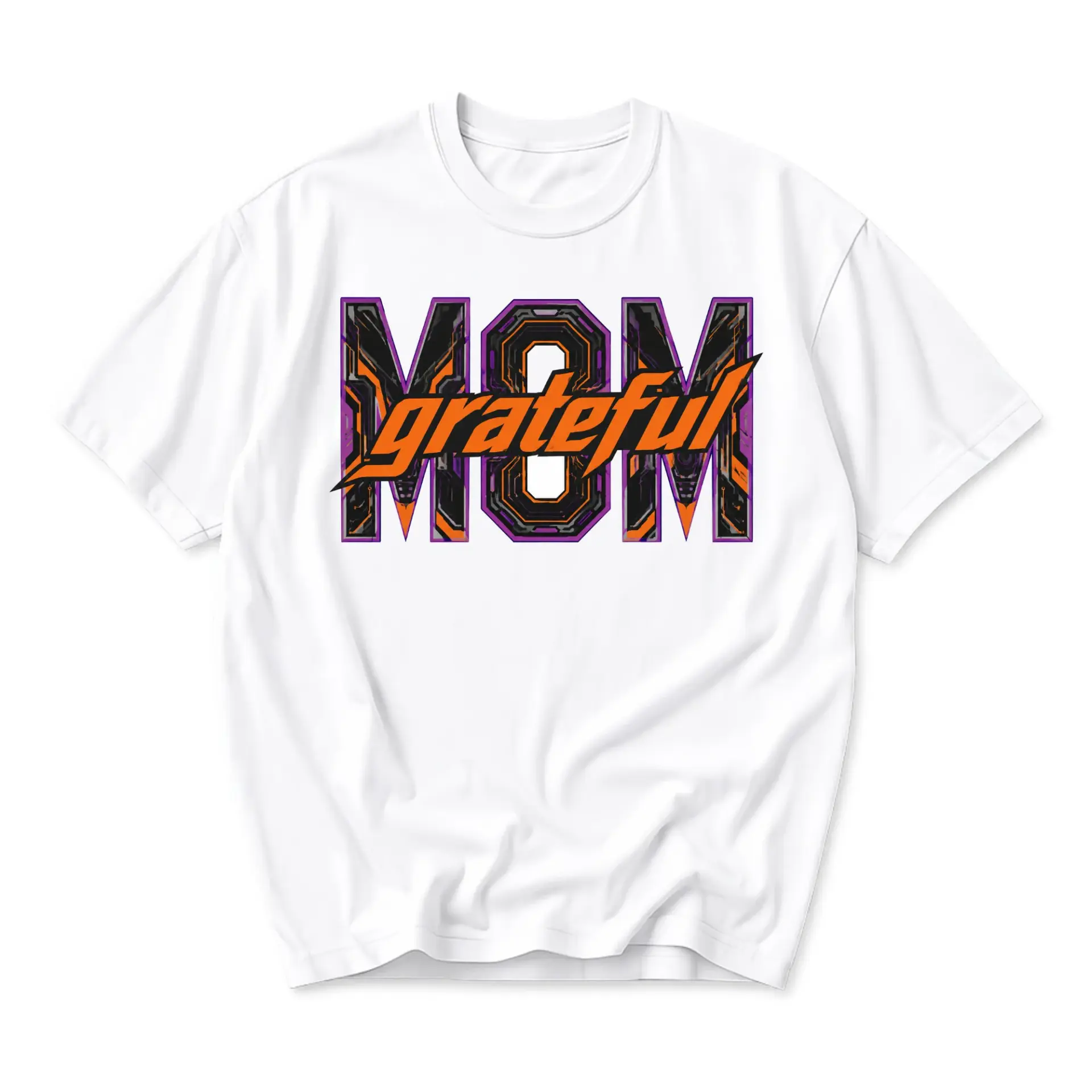 Graphic Tee Mom Grateful Text Print Unisex Casual Short Sleeve Cotton Blend Shirt Trendy Modern Lettering Fashion Top
