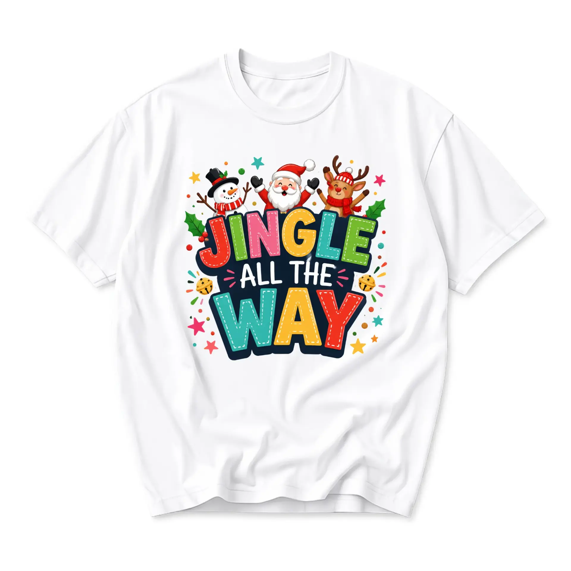 Graphic Tee Jingle All the Way Christmas Holiday Shirt Unisex Seasonal Crew