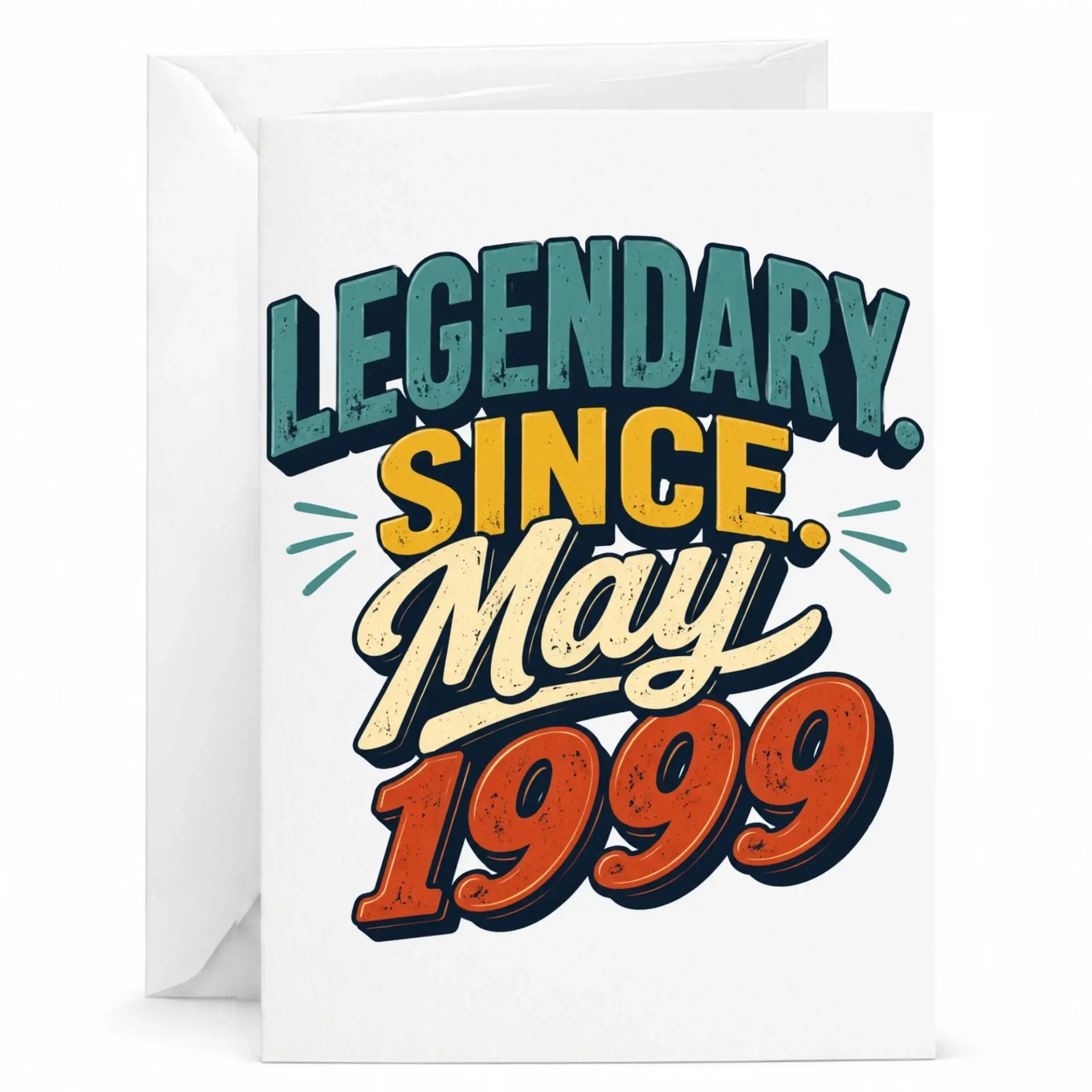 Birthday Card Legendary Since May 1999 Vintage Style Greeting Card for Milestone Celebration and Special Anniversary