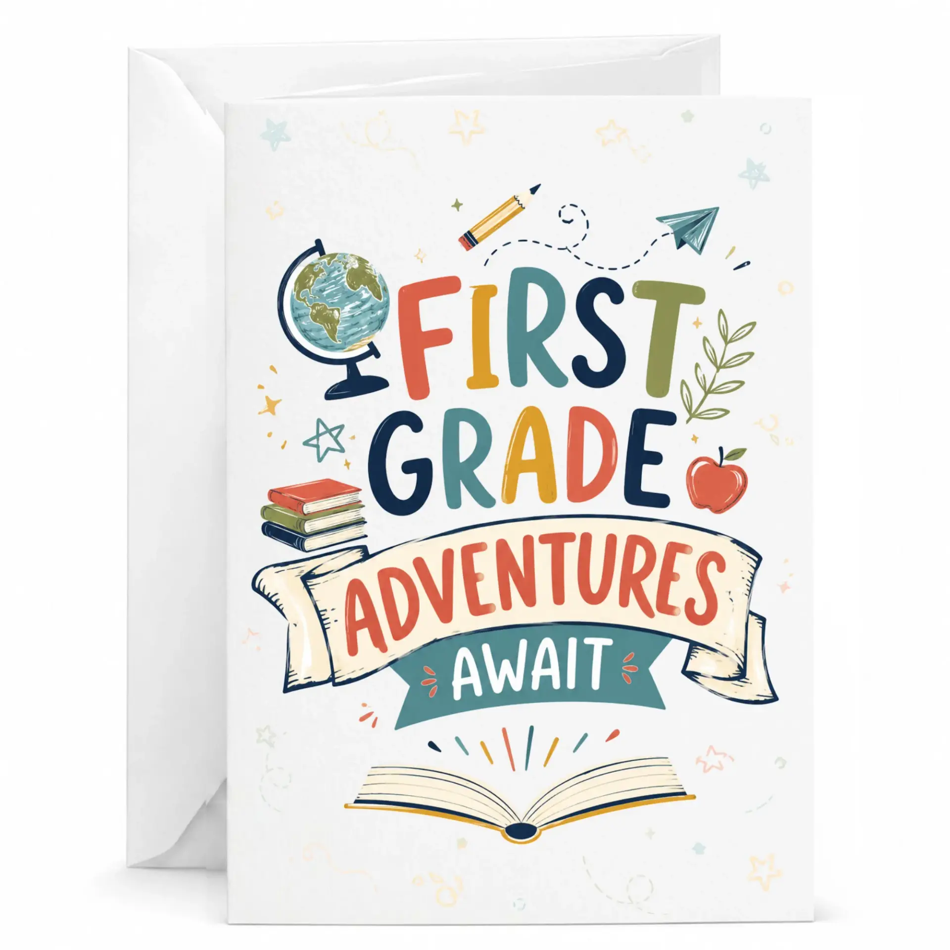 Greeting Card First Await Illustrated Stationary for and Educational