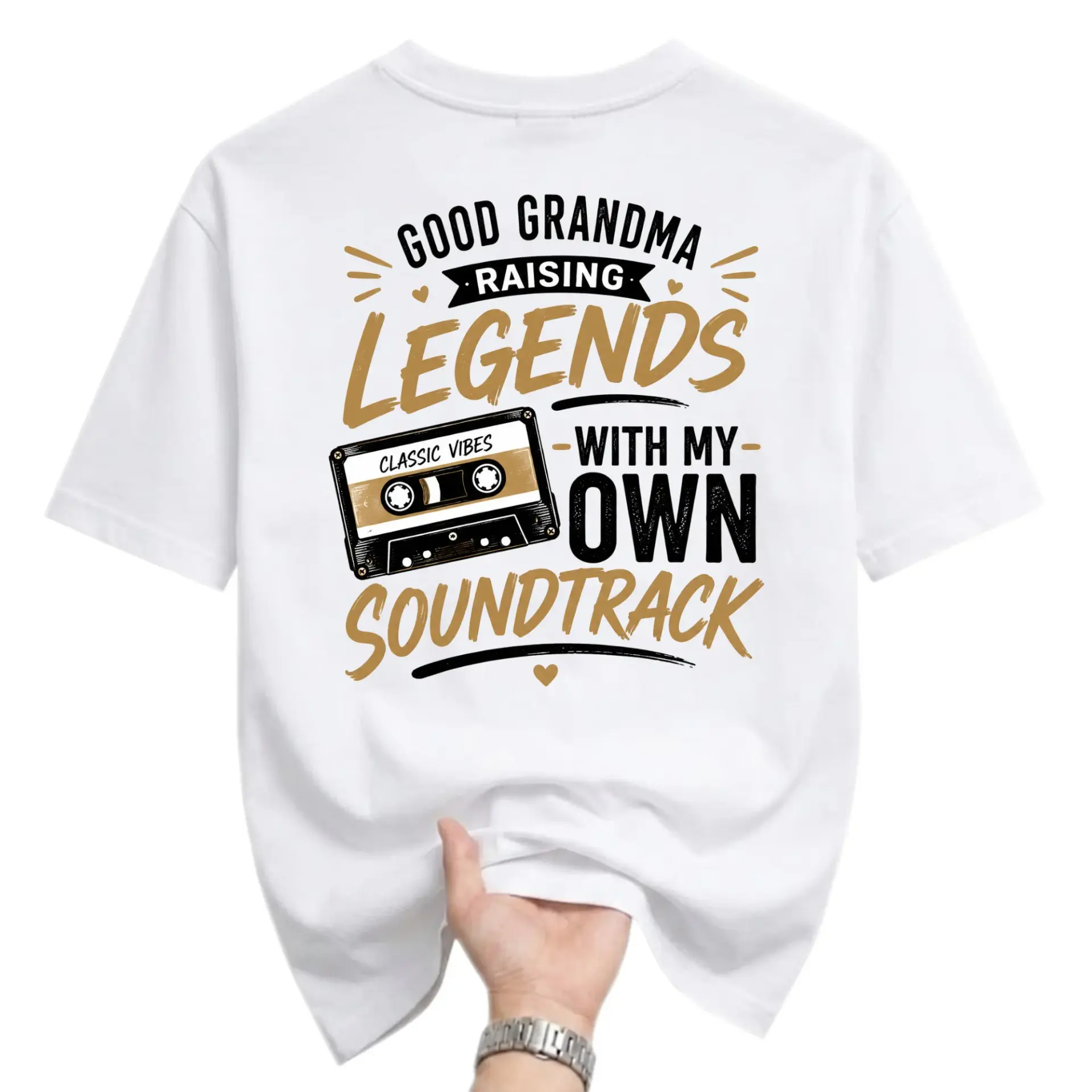 Funny Shirt Good Grandma with My Own Soundtrack Retro Cassette Tape Graphic Unisex Crew Neck Tee