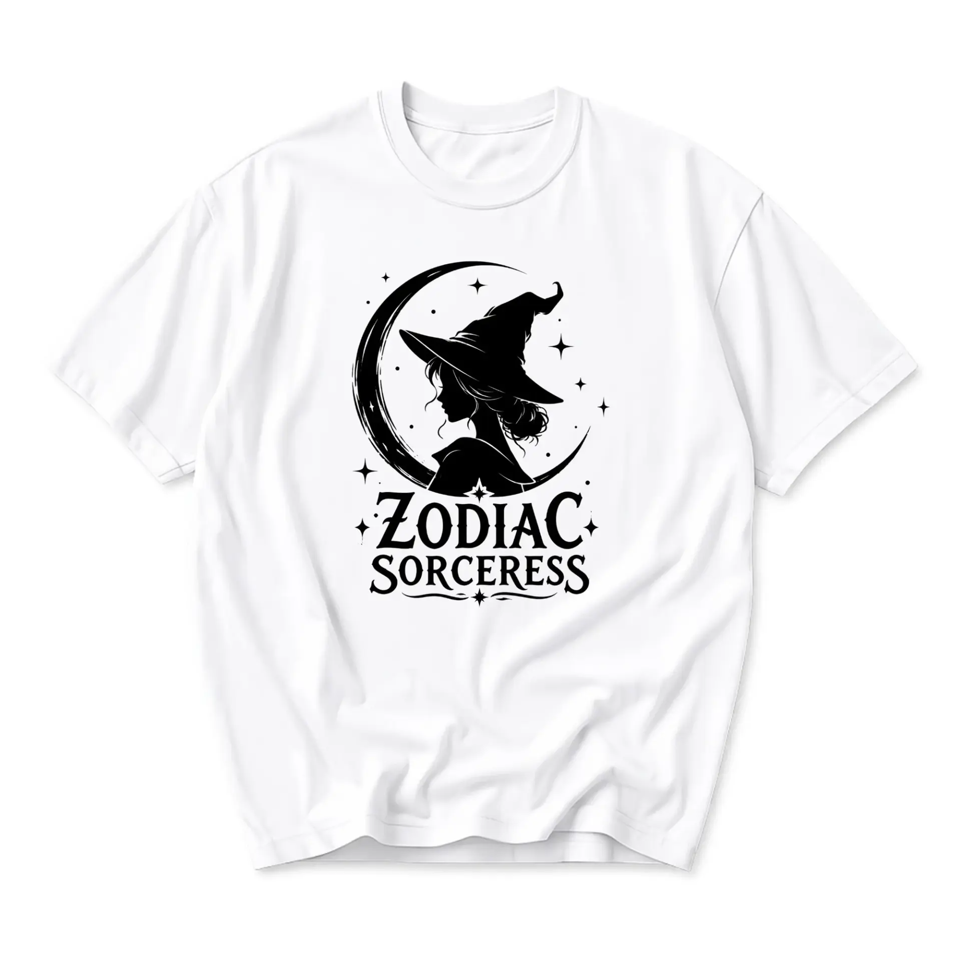 Graphic Tee Zodiac Sorceress Witch Moon Celestial Print Unisex Crew Neck Short Sleeve Casual Cotton Blend Shirt
