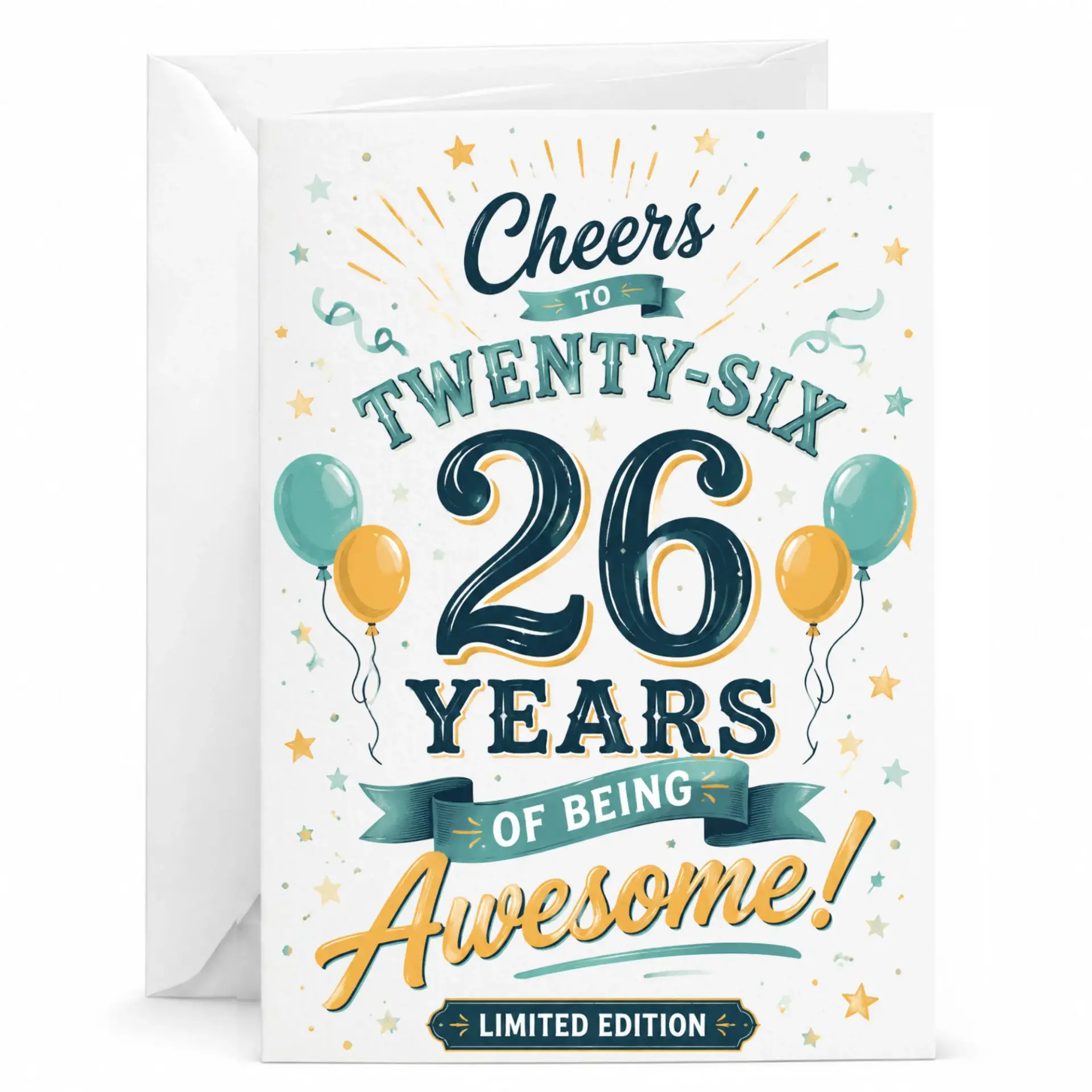 Greeting Card for 26th Birthday Twenty-Six Years of Being Awesome Funny Milestone Celebration Note for Friends